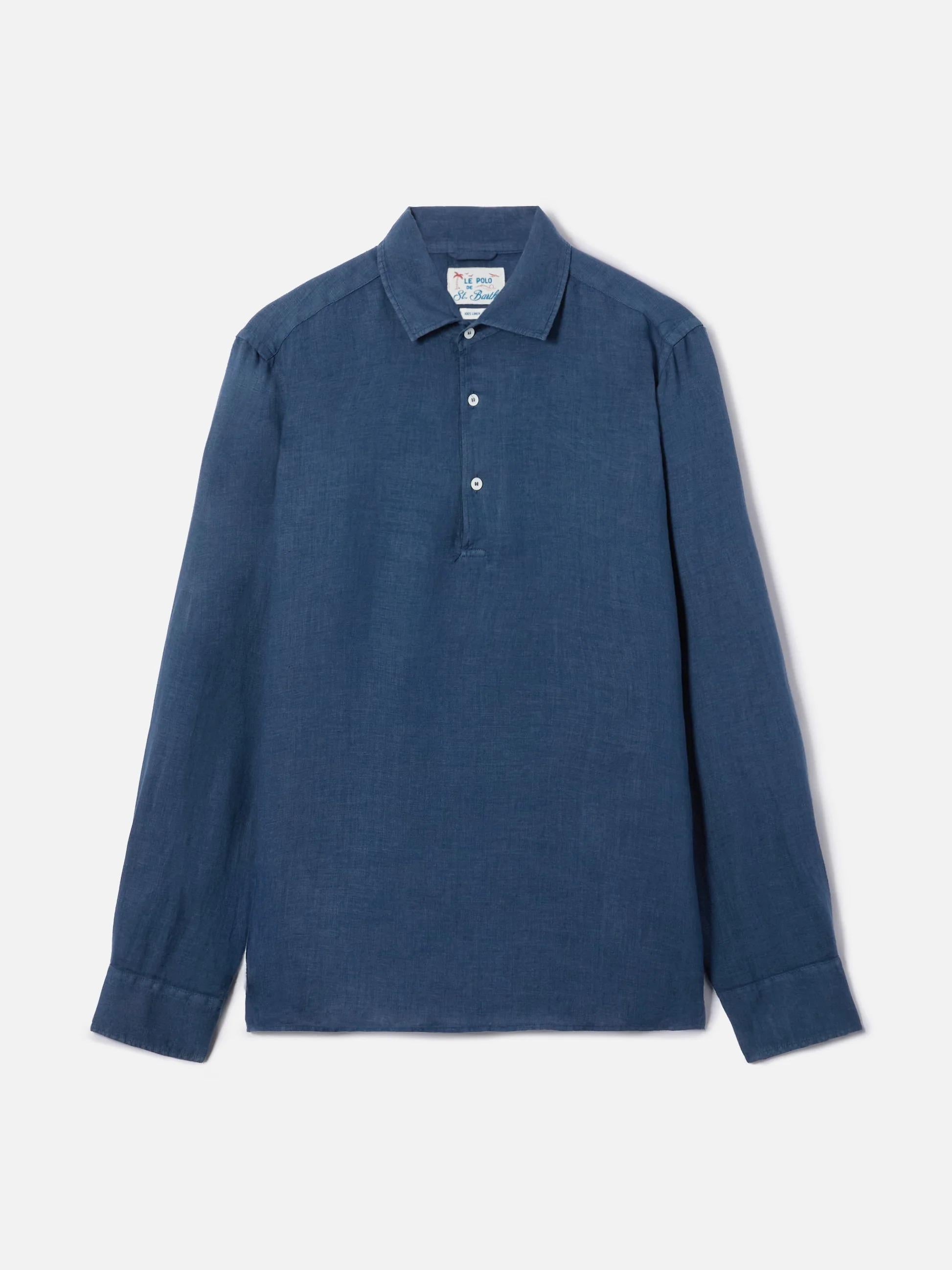 Polo Raphael in lino blu navy RPA0001 00119L MC2 SAINT BARTH 
