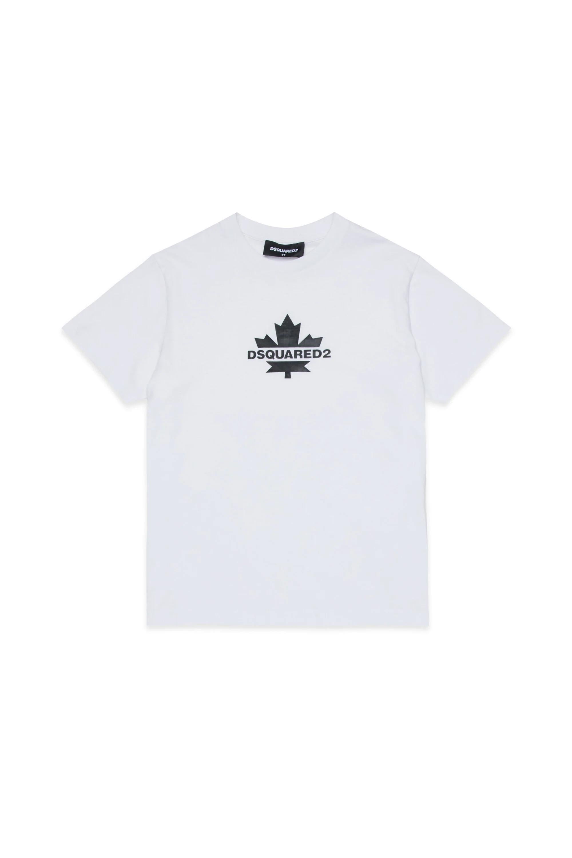 T-shirt con Maple Leaf BIANCA DQ2743-D0AC7 DQ100 DSQUARED KID 