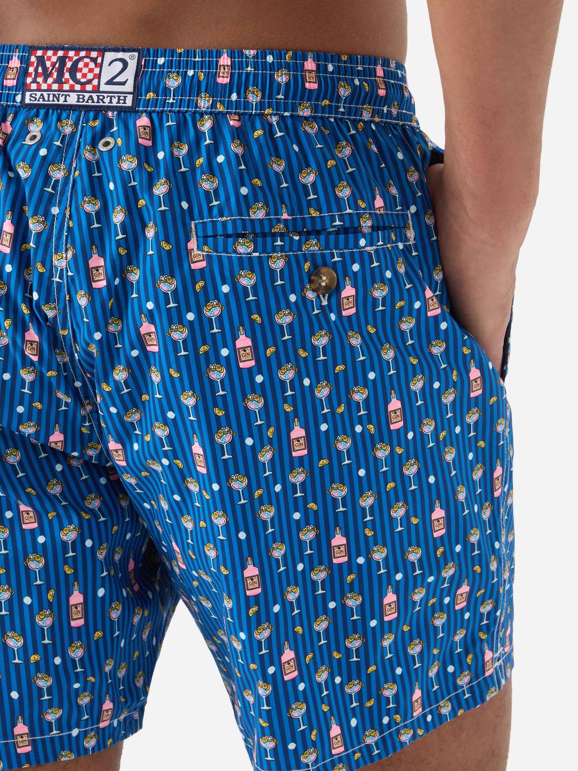 Costume mare Lighting Micro navy con stampa cocktail all-over LIG0016 00229L MC2 SAINT BARTH 