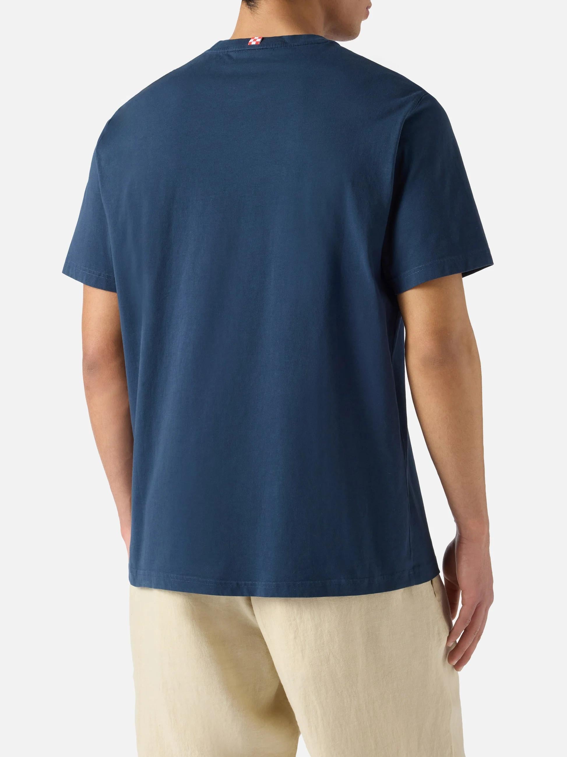 T-shirt Portofino blu con ricamo Creo Soluzioni Non Problemi POT0001 04333L MC2 SAINT BARTH 
