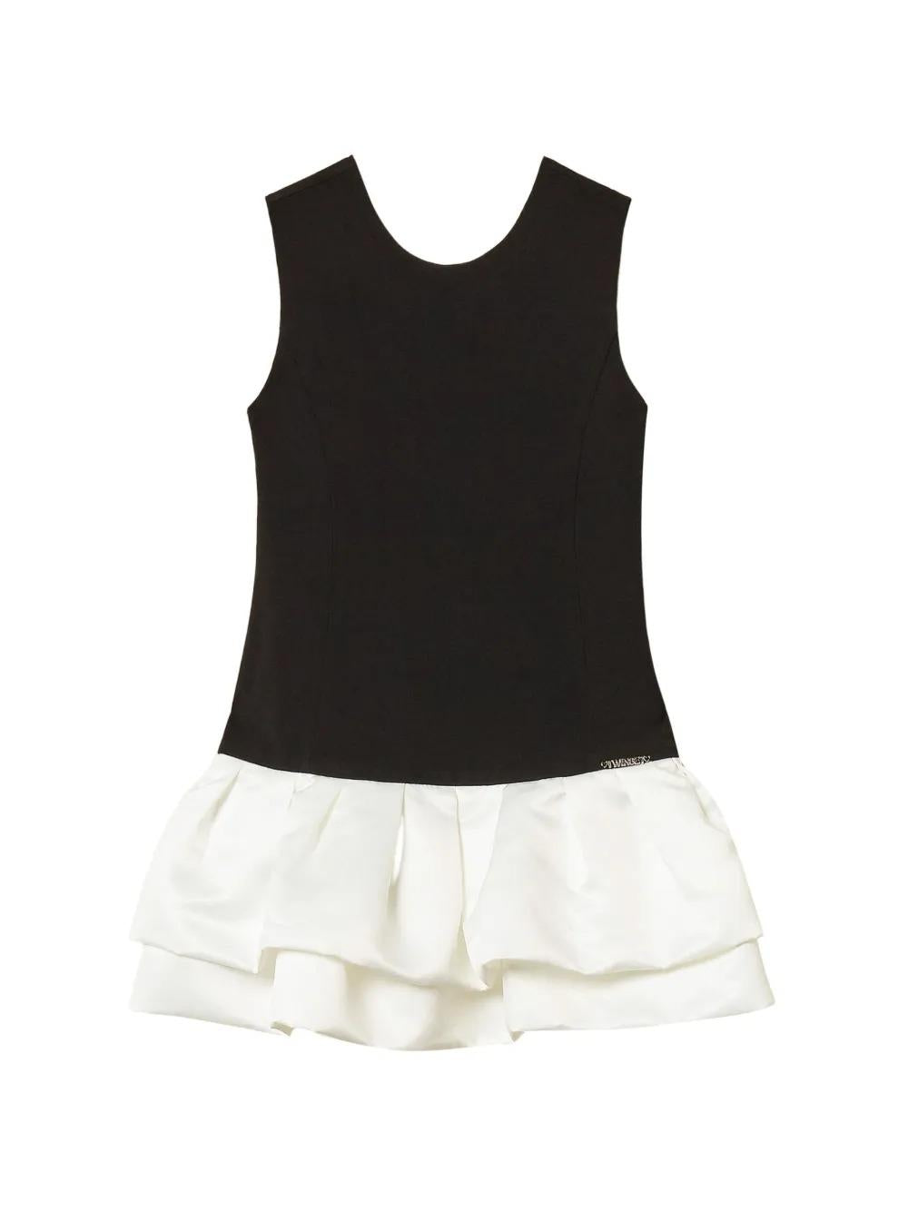 Abito corto in crêpe e duchesse NERO/NEVE 261GJ2Q54 03710 TWINSET 