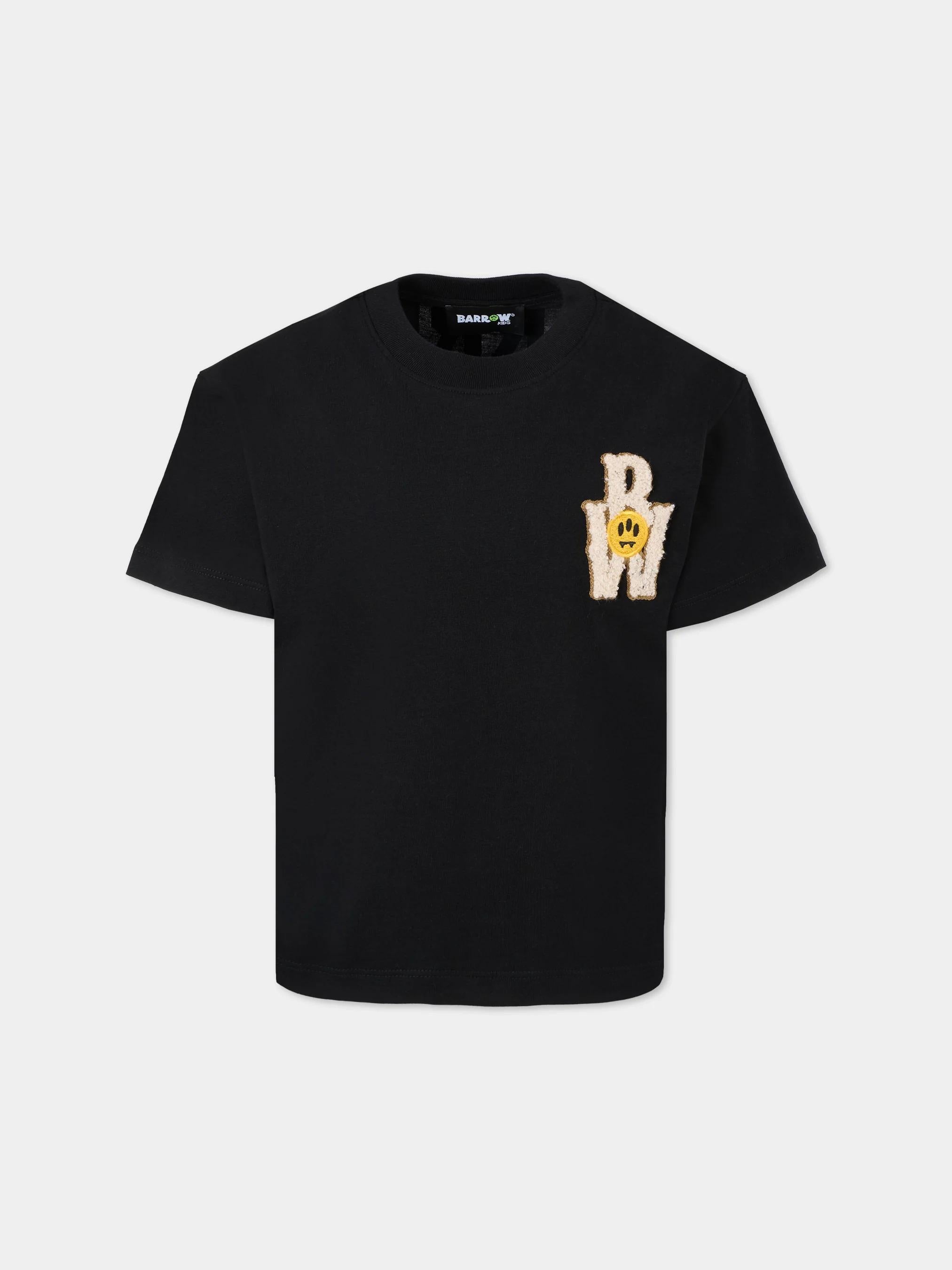 Barrow T-shirt nera per bambini con stampa Bear Baseball F5BKJUTH083 110 BARROW 