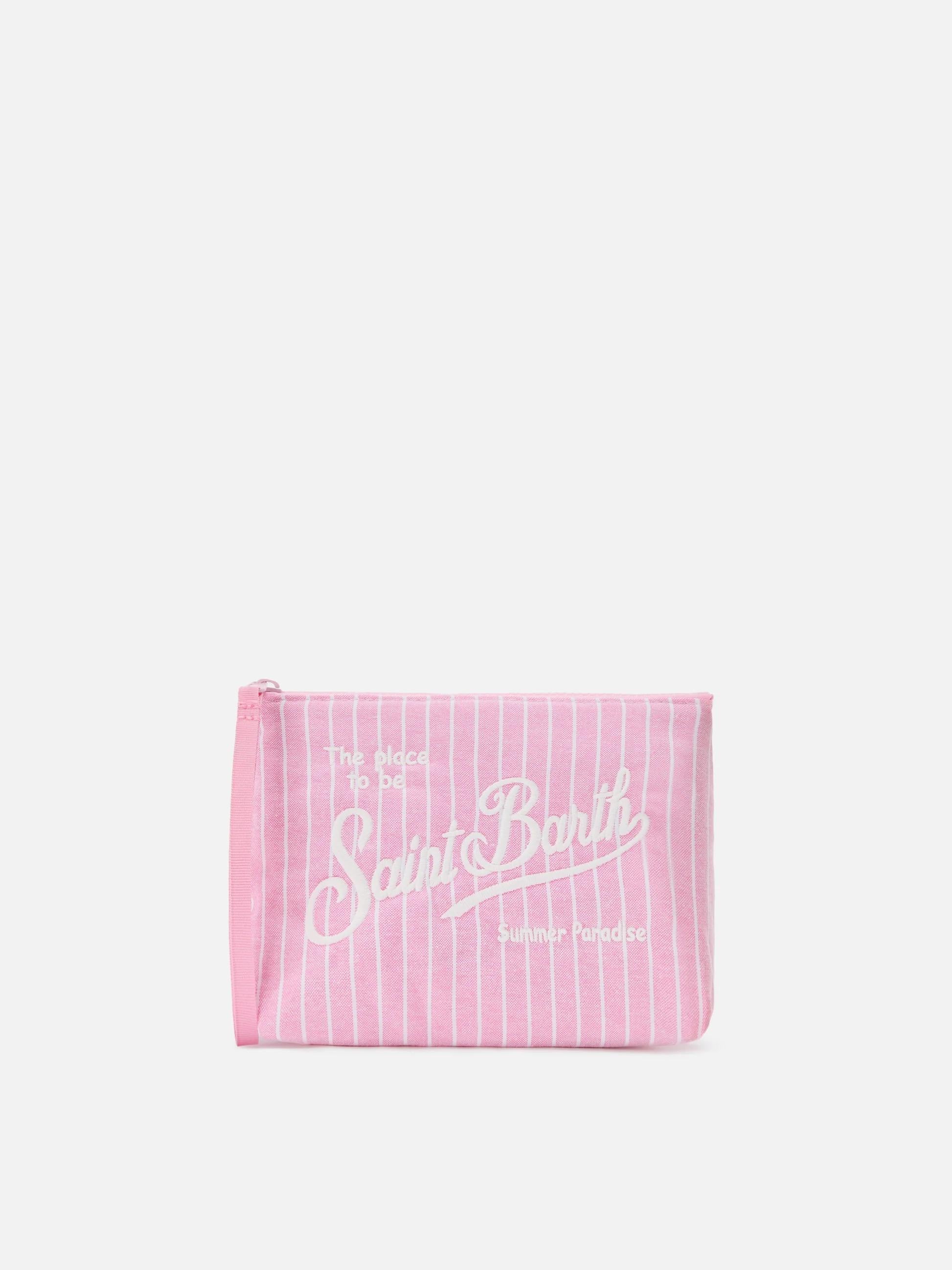 Pochette Aline in cotone rosa a righe ALI0046 00562L MC2 SAINT BARTH 