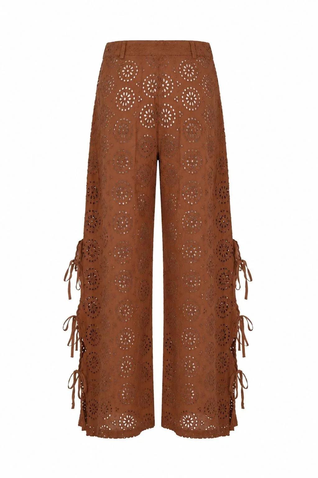 Pantaloni Kibi Mc2 Saint Barth in pizzo sangallo marroni KII0001 02230L MC2 SAINT BARTH 