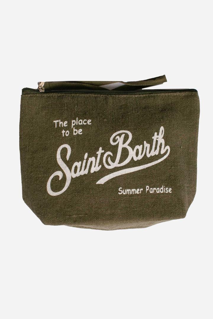 Pochette Aline in lino military con stampa Saint Barth ALI0004 01189H MC2 SAINT BARTH 