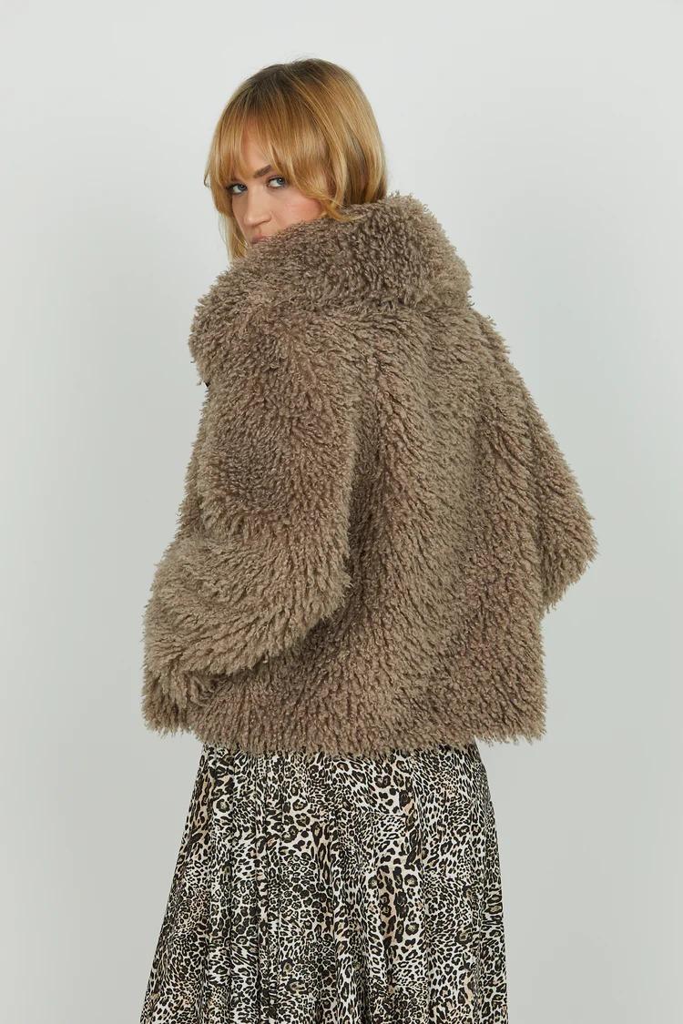 Relish Pelliccia LOCIM eco manica lunga con inserti ecopelle più zip RDA2505009063 COBBLESTONE RELISH 