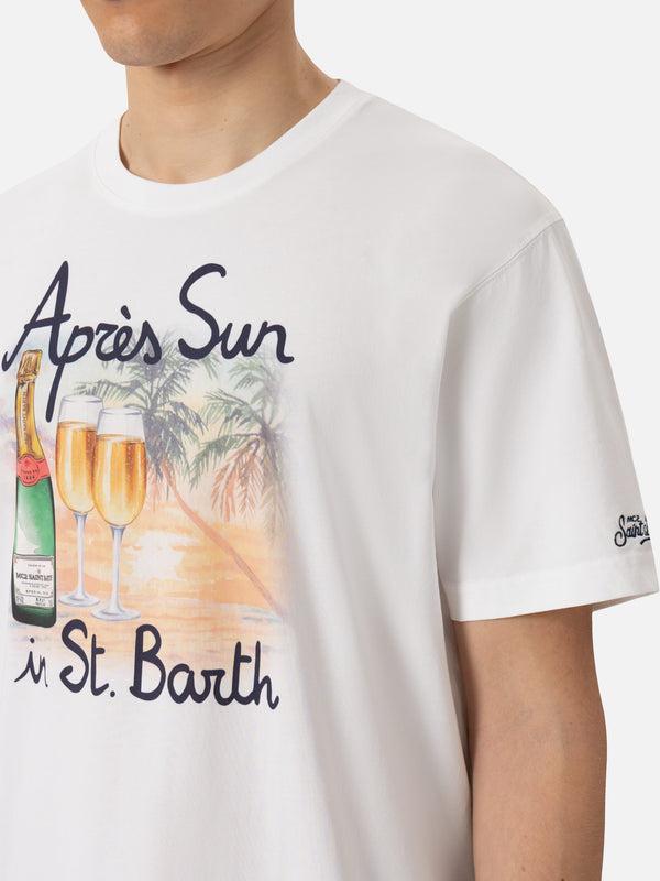 T-shirt Man In Cotone Bianca Con Stampa Après Sun in St. Barth TSHM001 05691H MC2 SAINT BARTH 