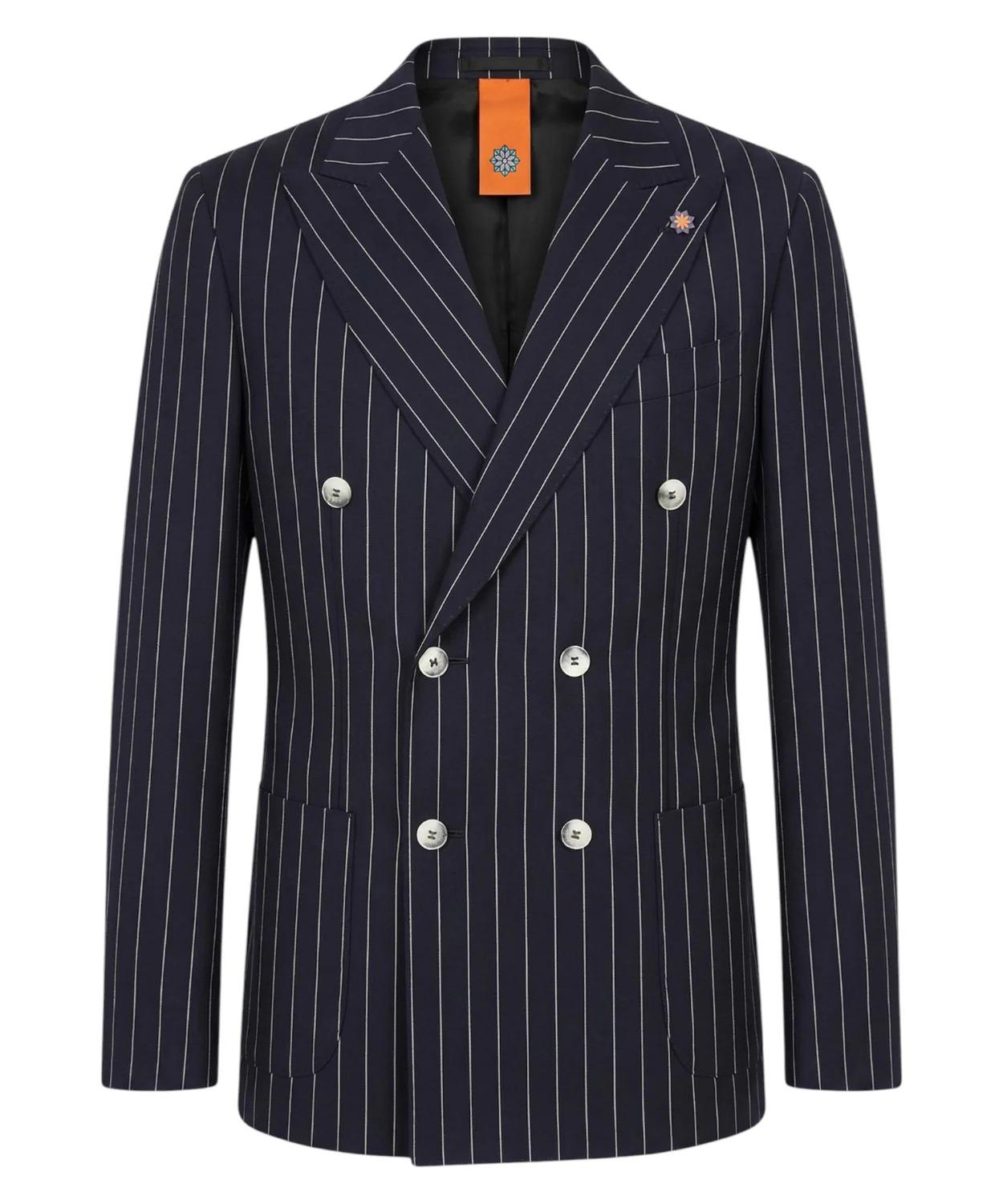 Abito Uomo Gessato Blu Slim Fit - Bharnaba DANUBIO-ABS7-712 BLU GESSATO BHARNABA PHILOSOPHY 