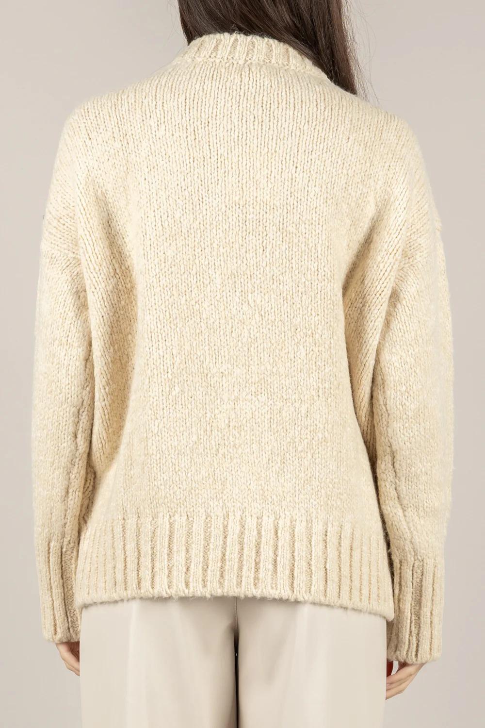 VICOLO - 33057F - MAGLIA OVER GIROCOLLO PANNA 33057F PANNA VICOLO 