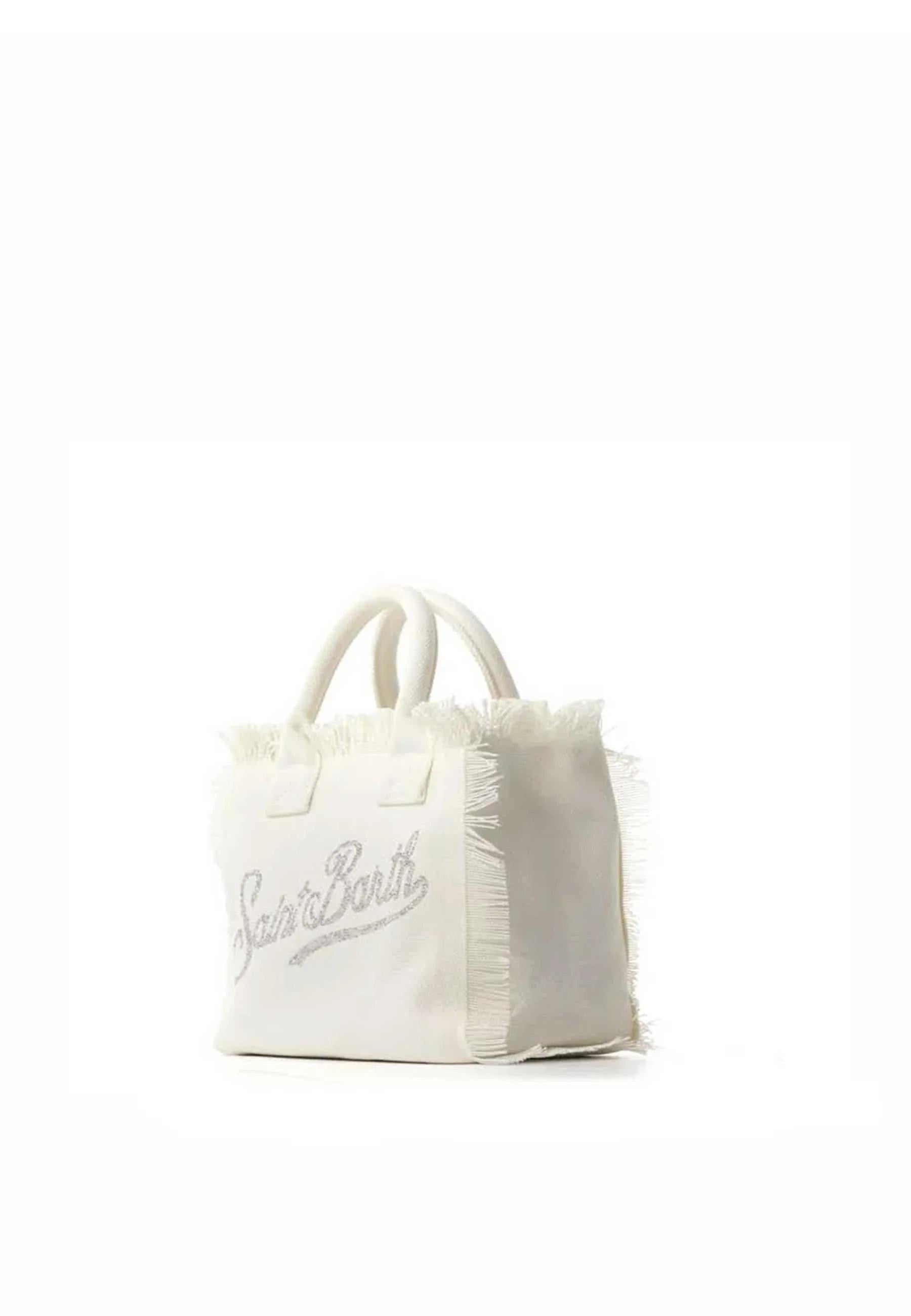 Mc2 saint barth Borsa Vanity Mini Bianca con Logo Strass Argento VAMI001 02571L MC2 SAINT BARTH 