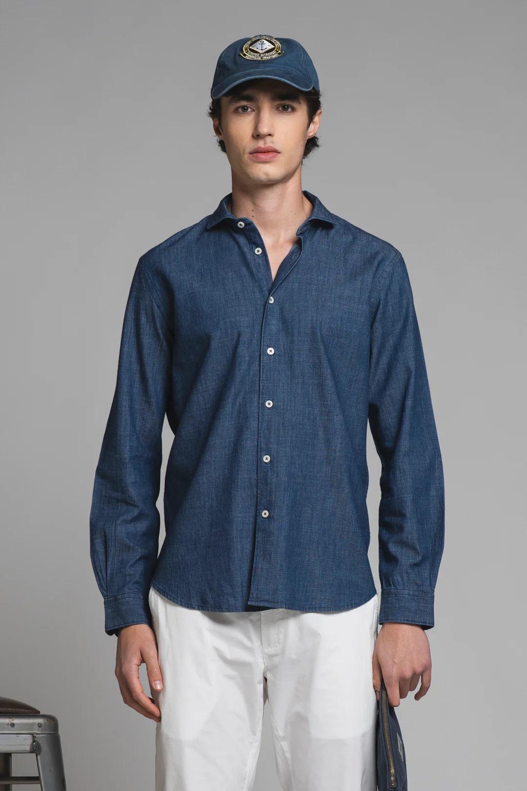 IMPURE RILEY SHIRT COLLAR FENCH IN DENIM SLUB MID BLUE IM26SSSM-RILEY-DNS 232 IMPURE 