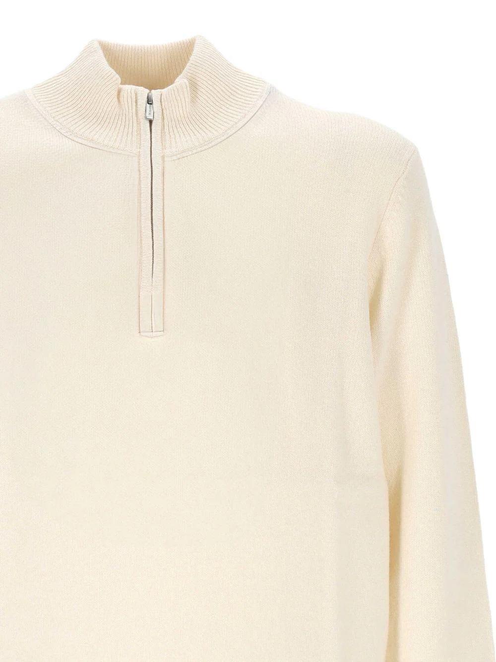 Pullover a mezza zip Jermyn in 100% lambswool off white JERM002 00040I MC2 SAINT BARTH 