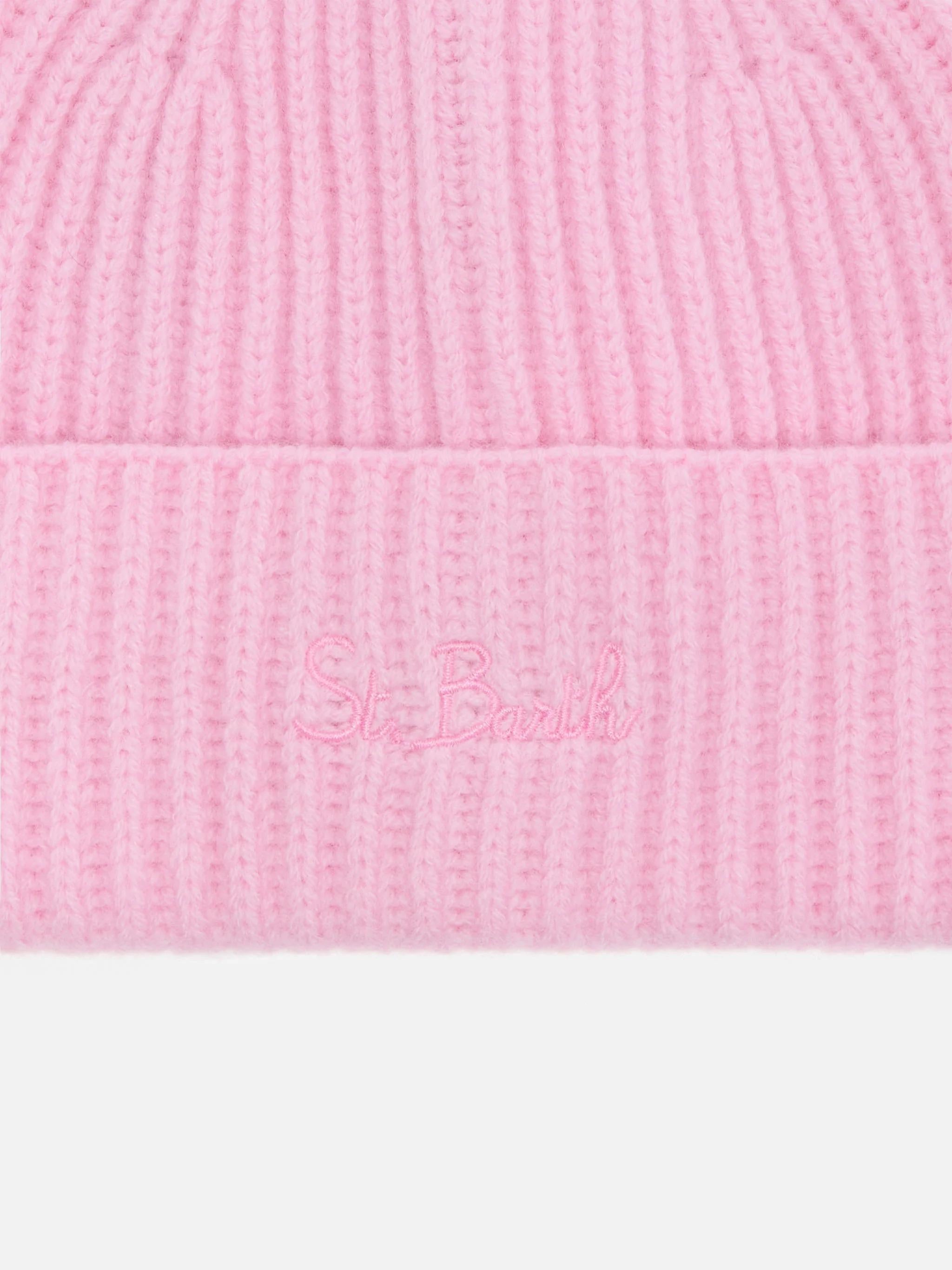 Berretto Moss Jr in maglia rosa a coste con ricamo St. Barth MOS0005 00359I MC2 SAINT BARTH 