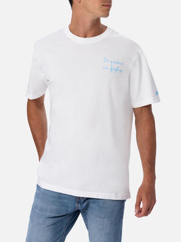 T-Shirt Man In Cotone Con Ricamo Di Padre in Figlio | EDIZIONE SPECIALE SS LAZIO TSHM001 04831H MC2 SAINT BARTH 