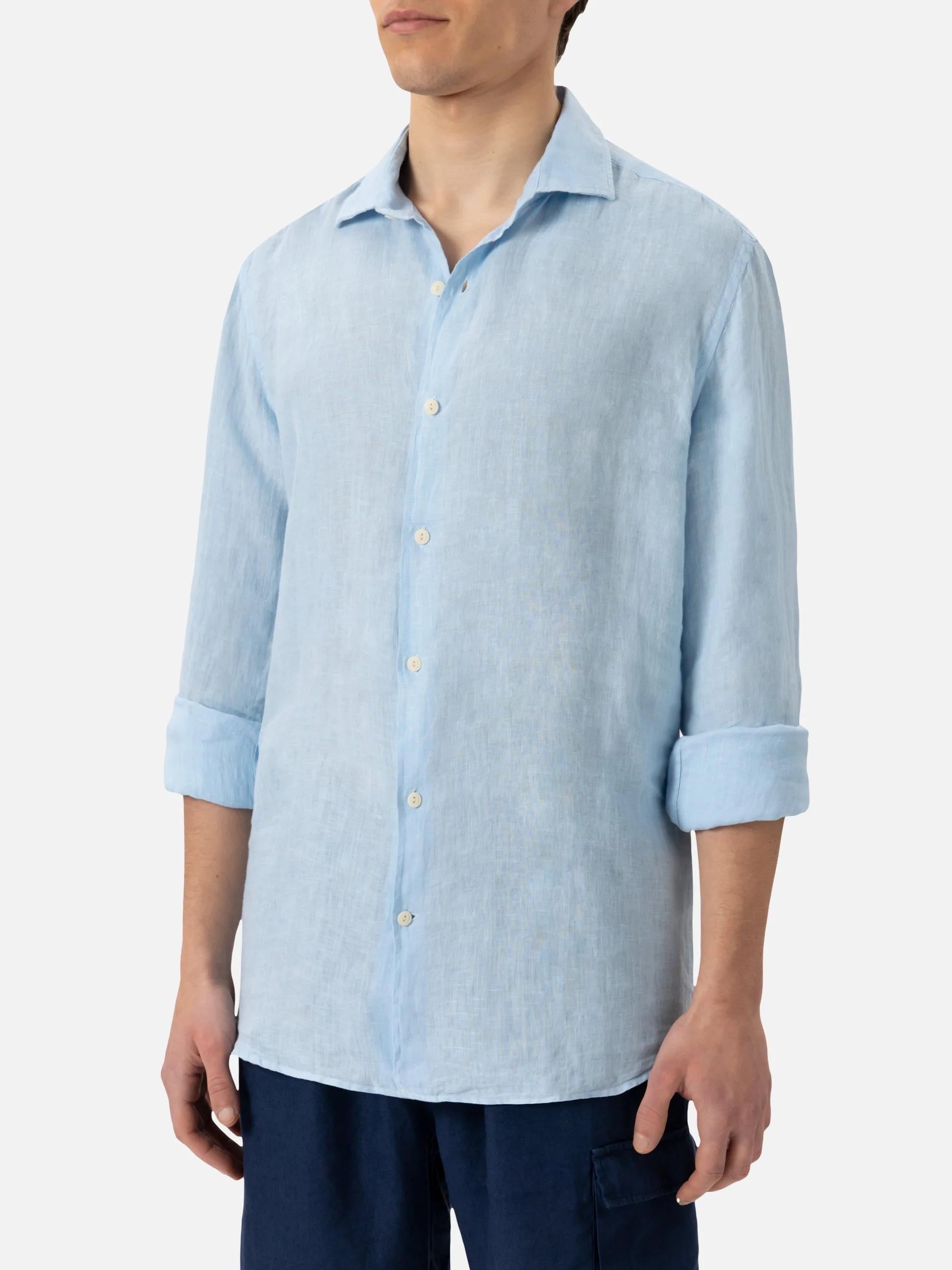 Camicia Pamplona in lino azzurro PAMP001 00555L MC2 SAINT BARTH 