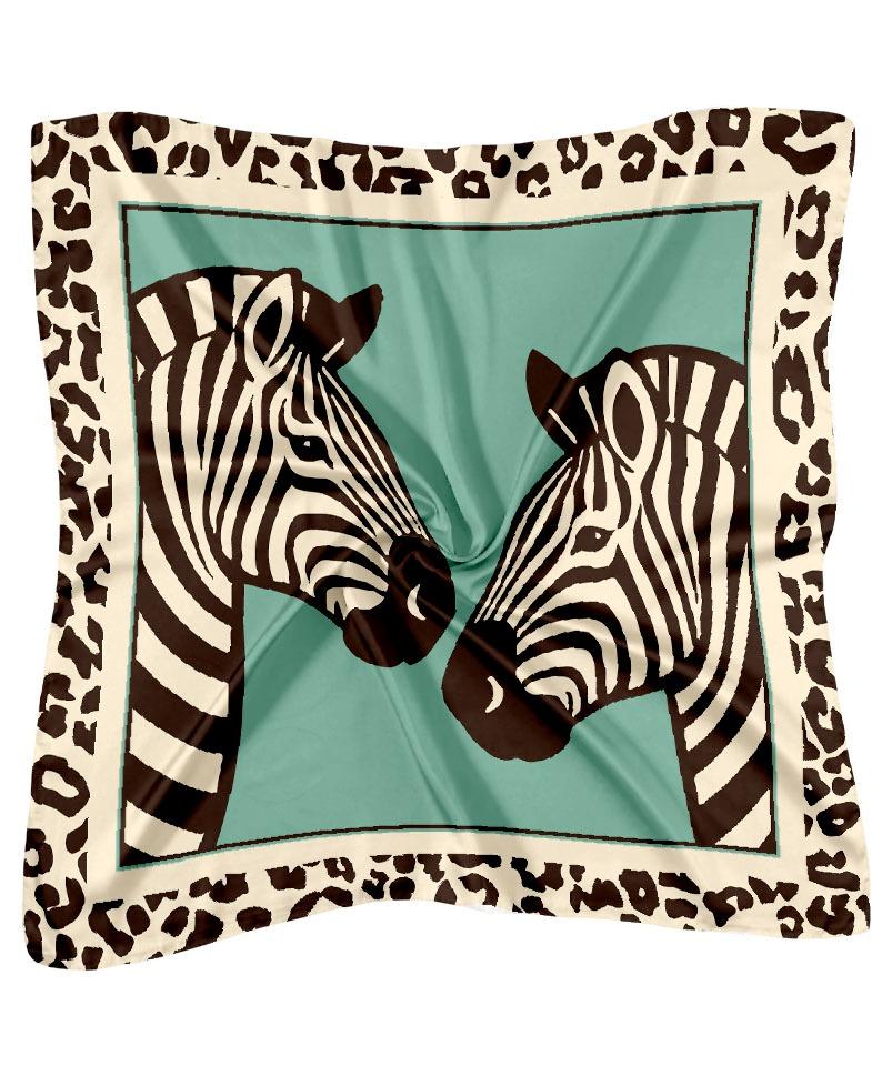 Mc2 Saint Barth<BR/>Foulard in raso Mc2 Saint Barth Kitana Silk savanna zebra 53 KITA001 09442L MC2 SAINT BARTH 