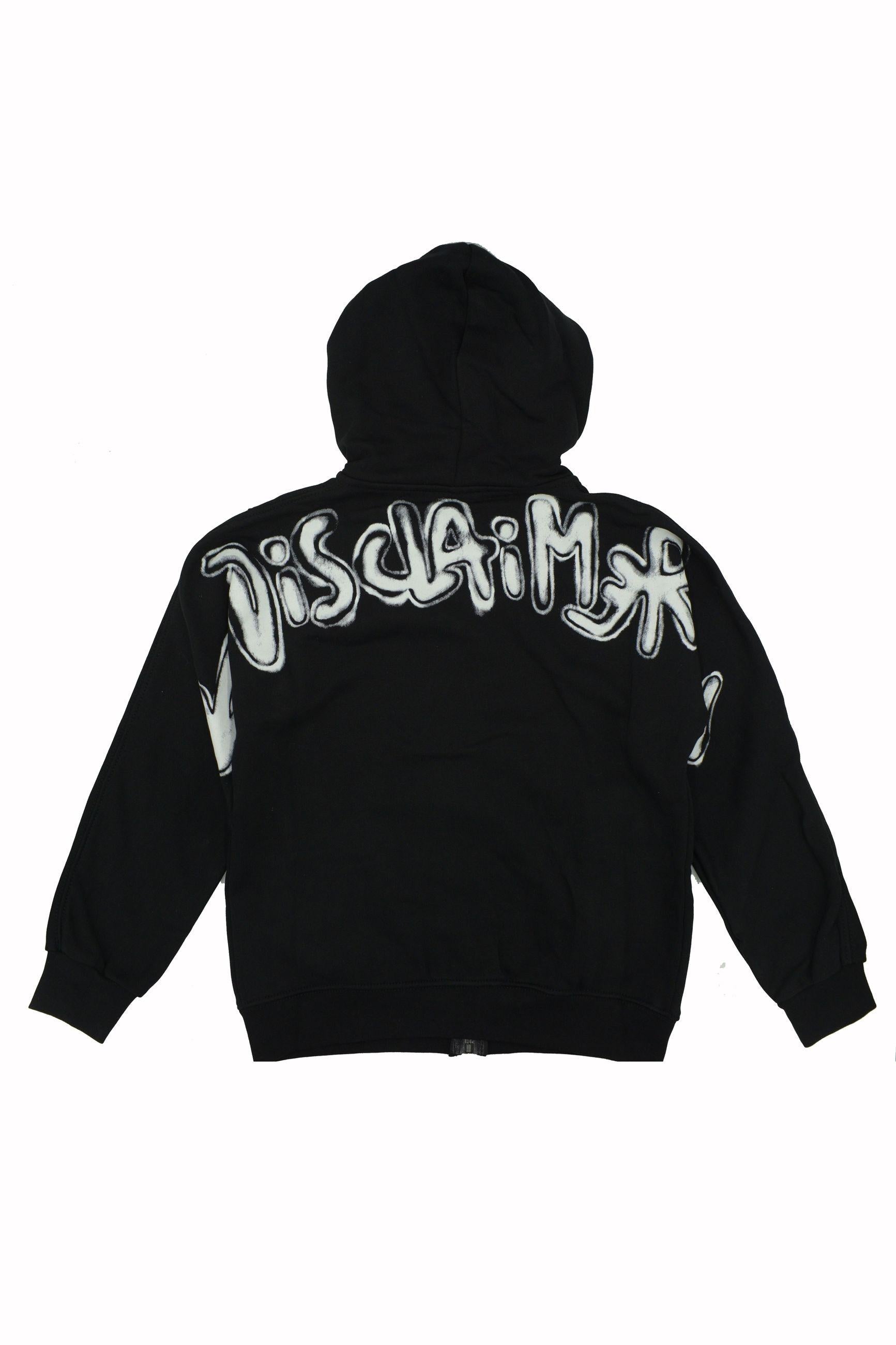 Felpa disclaimer cappuccio con zip 25IDK58608 NERO-ST.BIANCA DISCLAIMER 