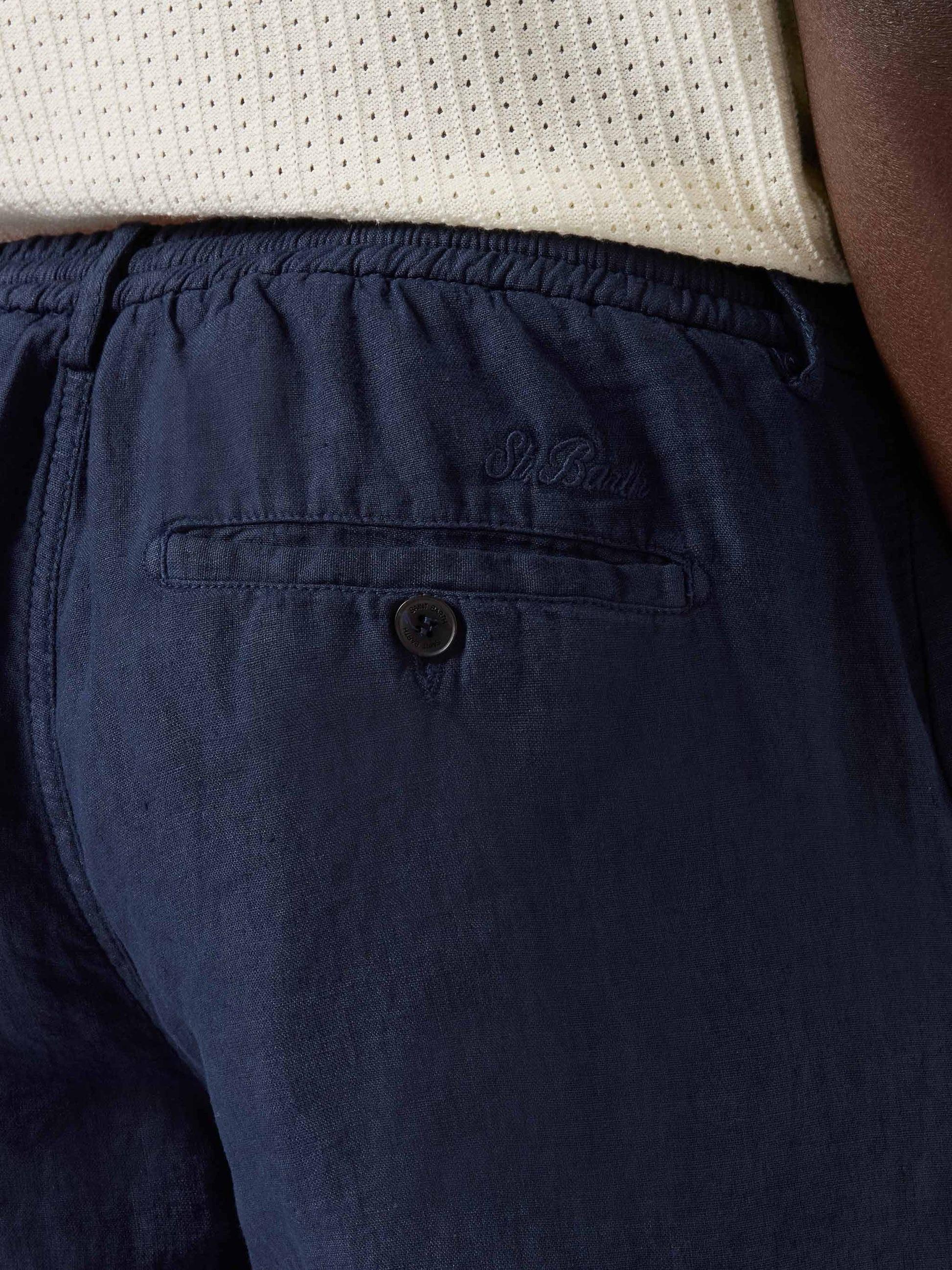 Bermuda Sebastian in puro lino blu navy Mc2 Saint Barth SEB0001 00119L MC2 SAINT BARTH 