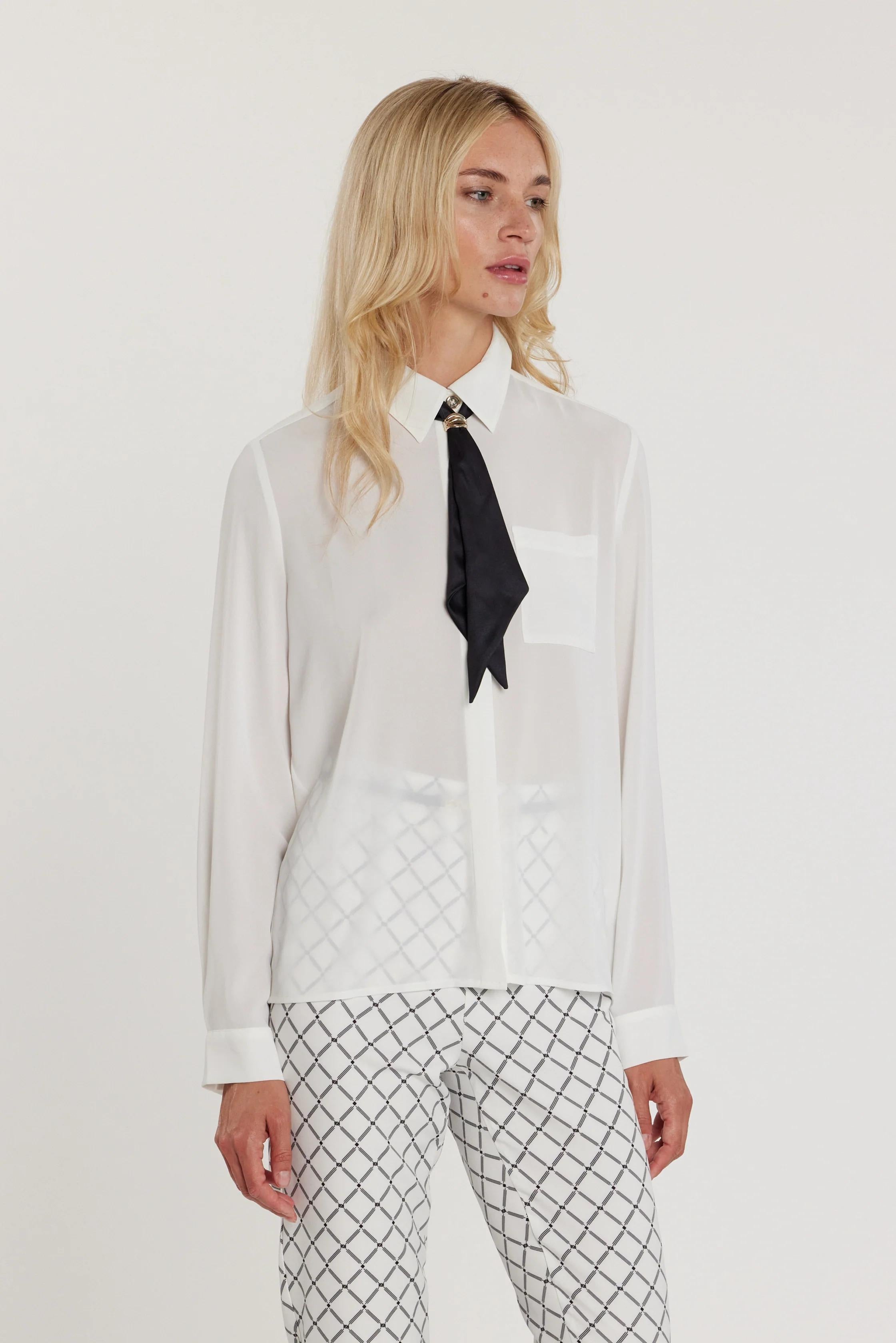 RELISH Camicia ROMY maniche lunghe con tasca più cravatta con anello logo MILK RDP26003009026 1101 RELISH 