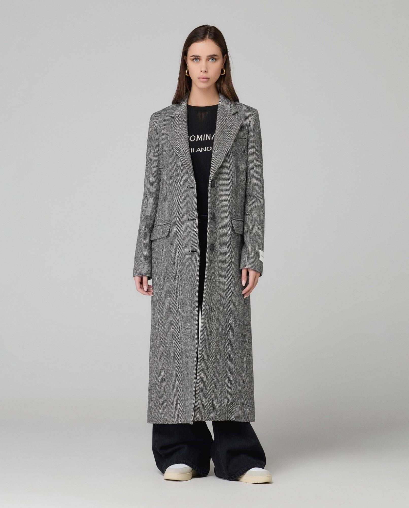 Cappotto Lungo Spigato Monopetto  Nero HINNOMINATE HMABW02294 NE01 HINNOMINATE 