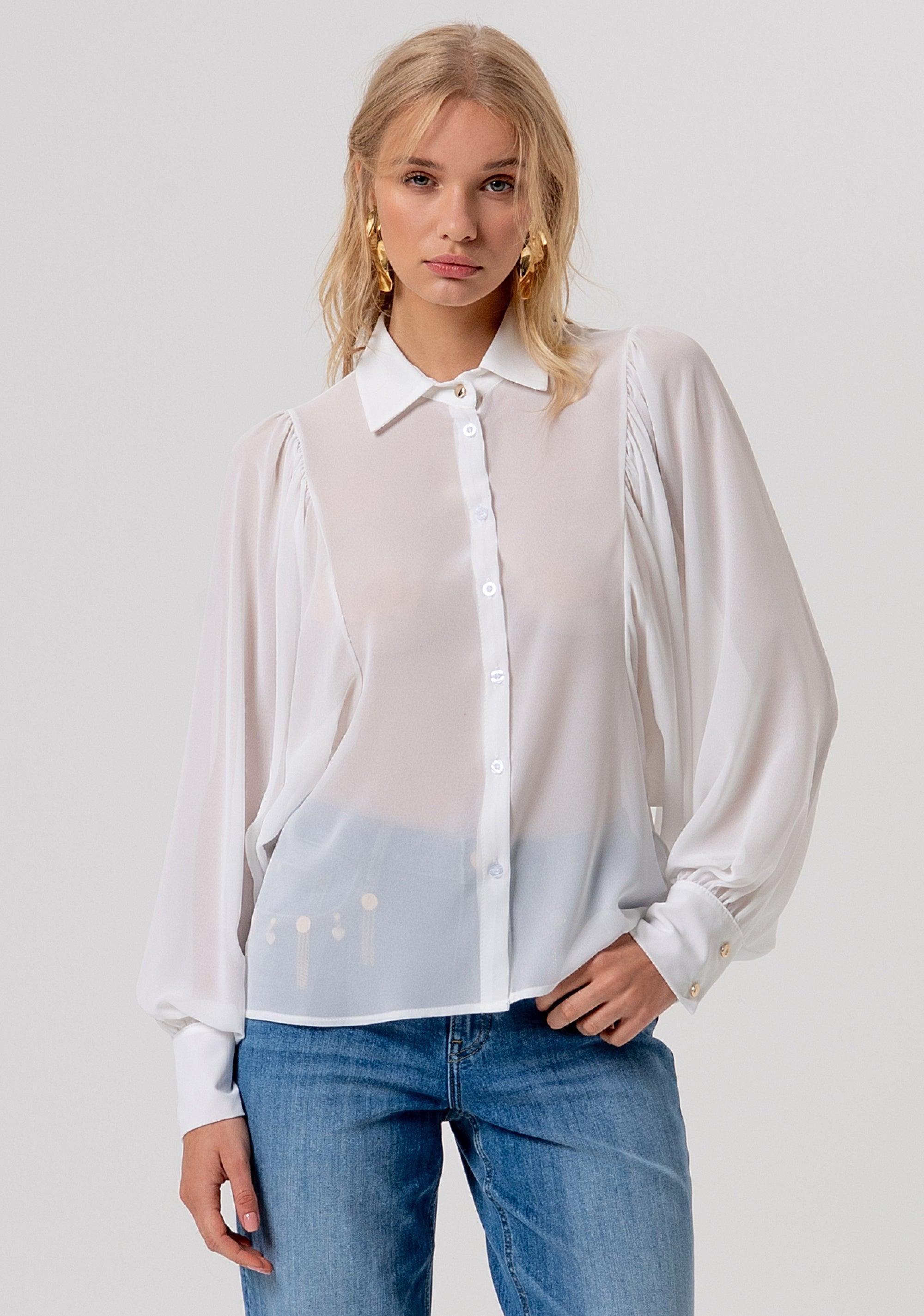 Camicia regular in georgette WHITE FR26ST6026W41201 278 FRACOMINA 