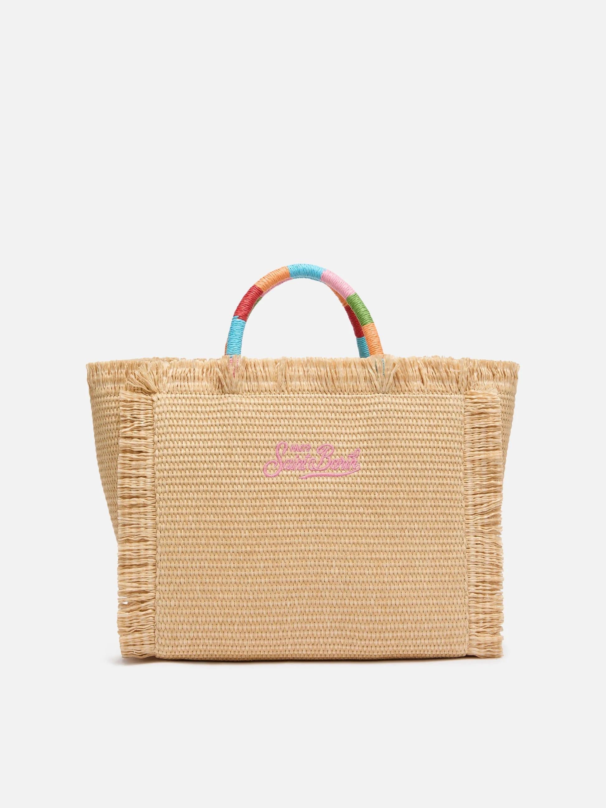 Borsa Colette effetto paglia con logo ricamato multicolore COL0017 02737L MC2 SAINT BARTH 