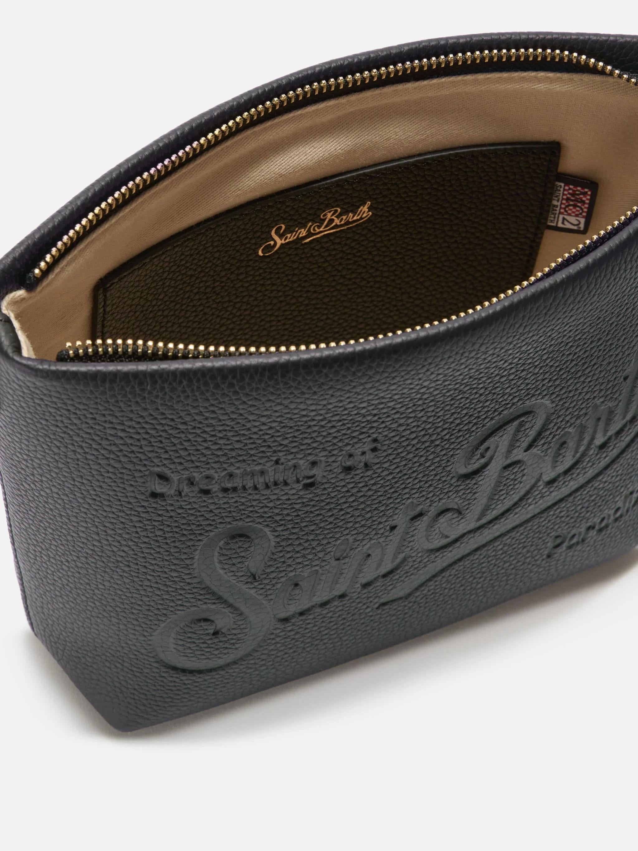 Borsa a spalla Aline Bag in pelle martellata nera ALI0034 00748I MC2 SAINT BARTH 