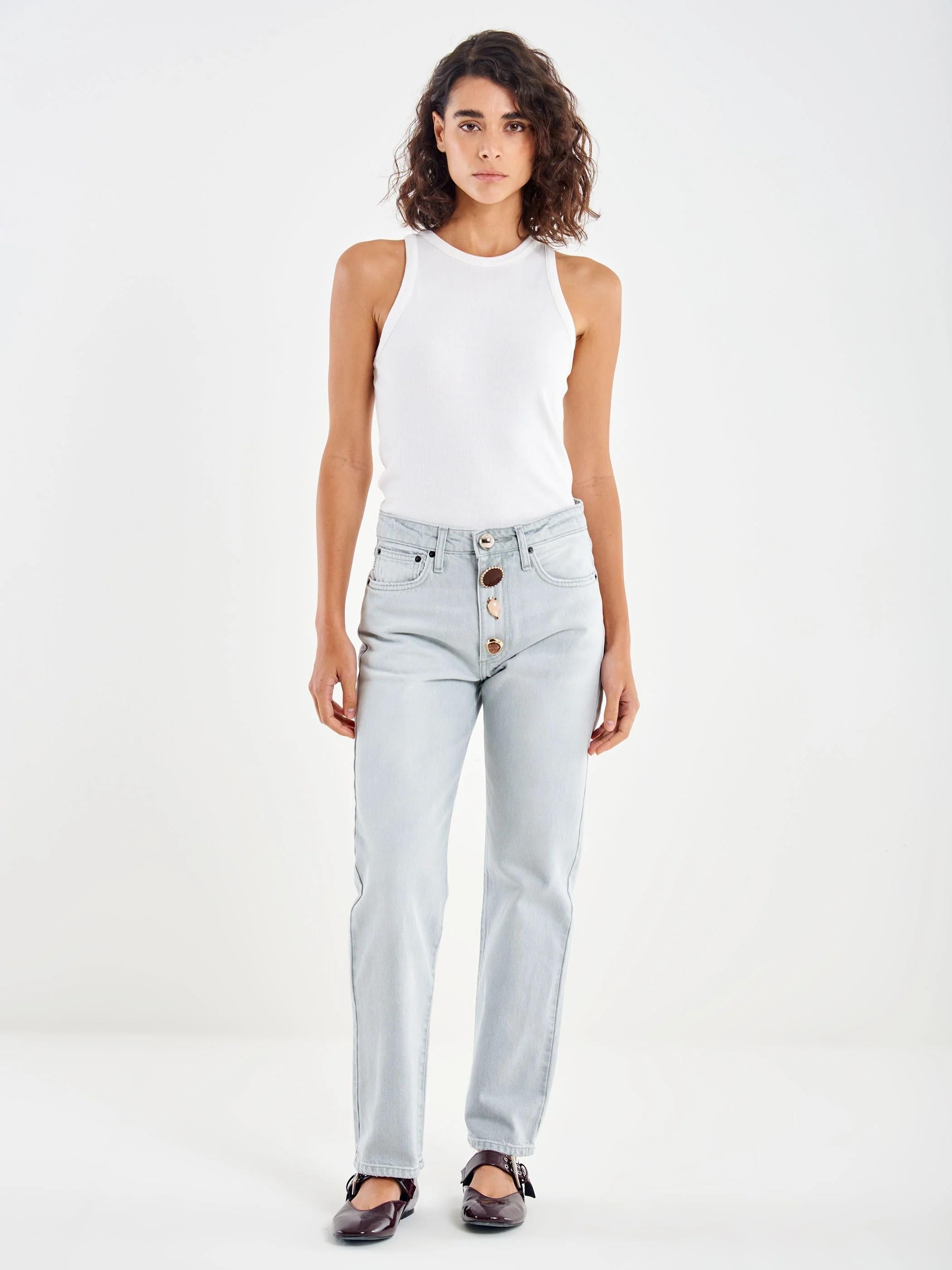 VICOLO Jeans Zoe Bottoni Gioello Grigio DAB5110 DENIM GRIGIO VICOLO 