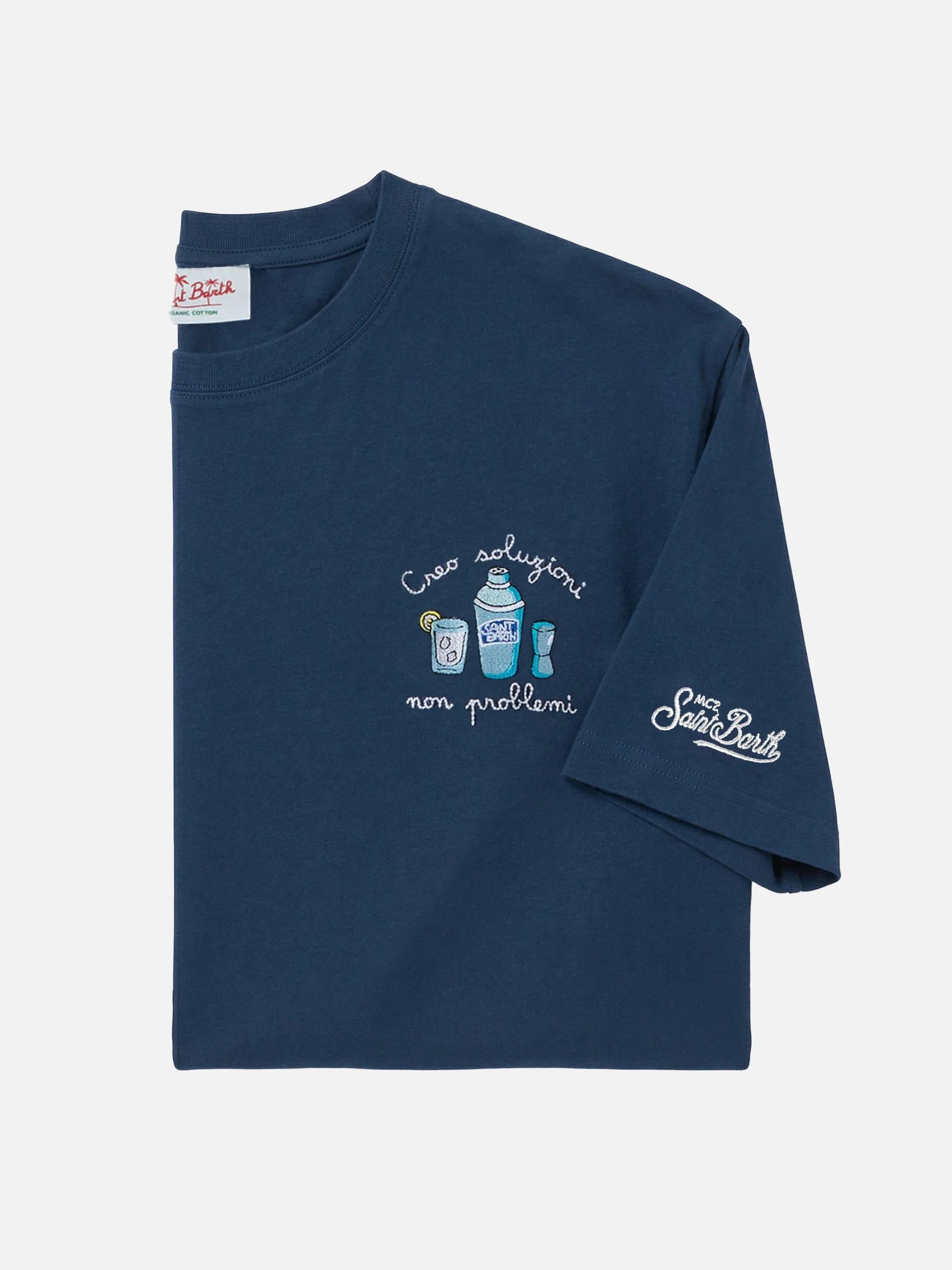 T-shirt Portofino blu con ricamo Creo Soluzioni Non Problemi POT0001 04333L MC2 SAINT BARTH 