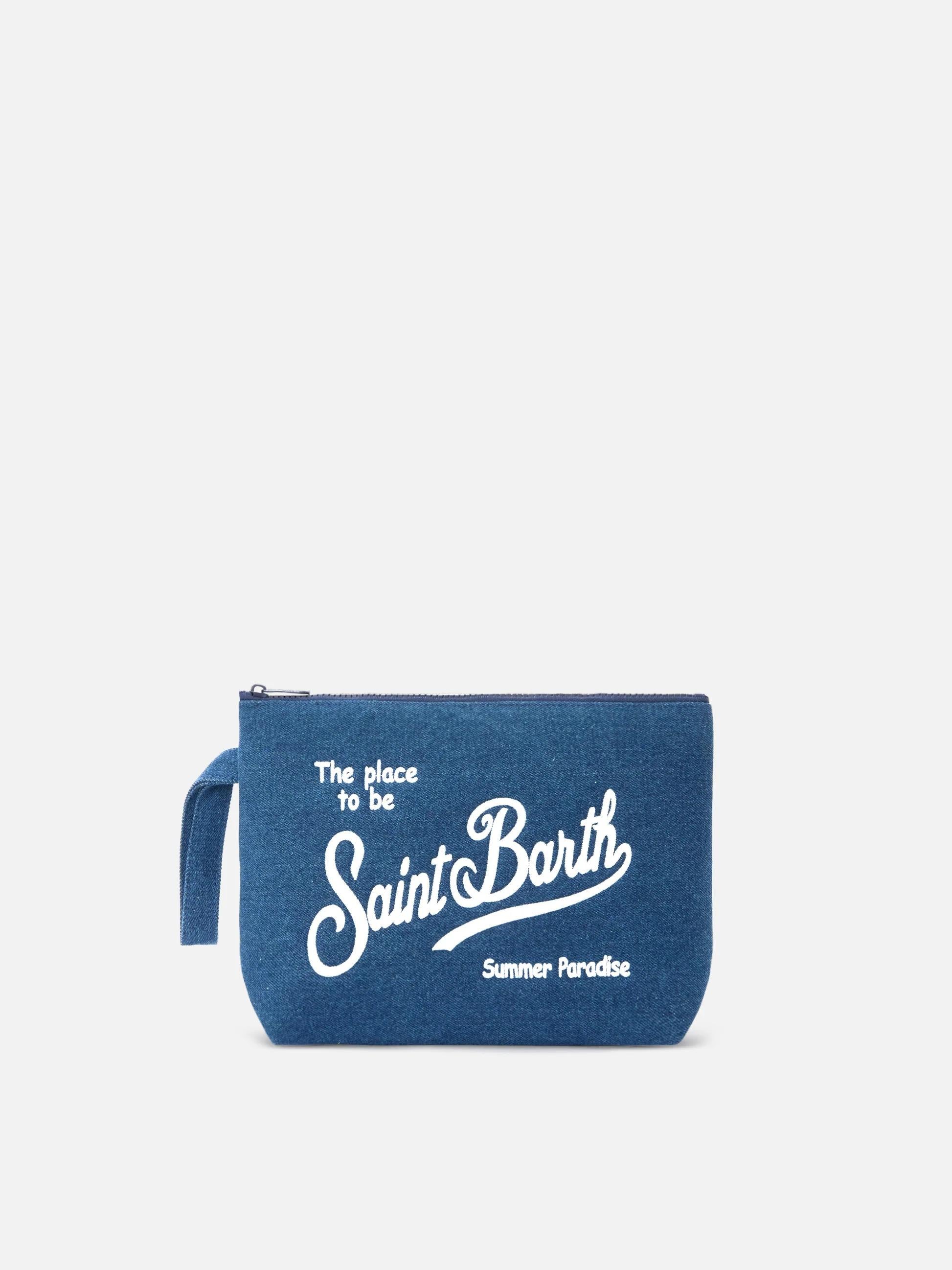 Pochette Aline L in effetto denim blu scuro ALI0017 00436L MC2 SAINT BARTH 