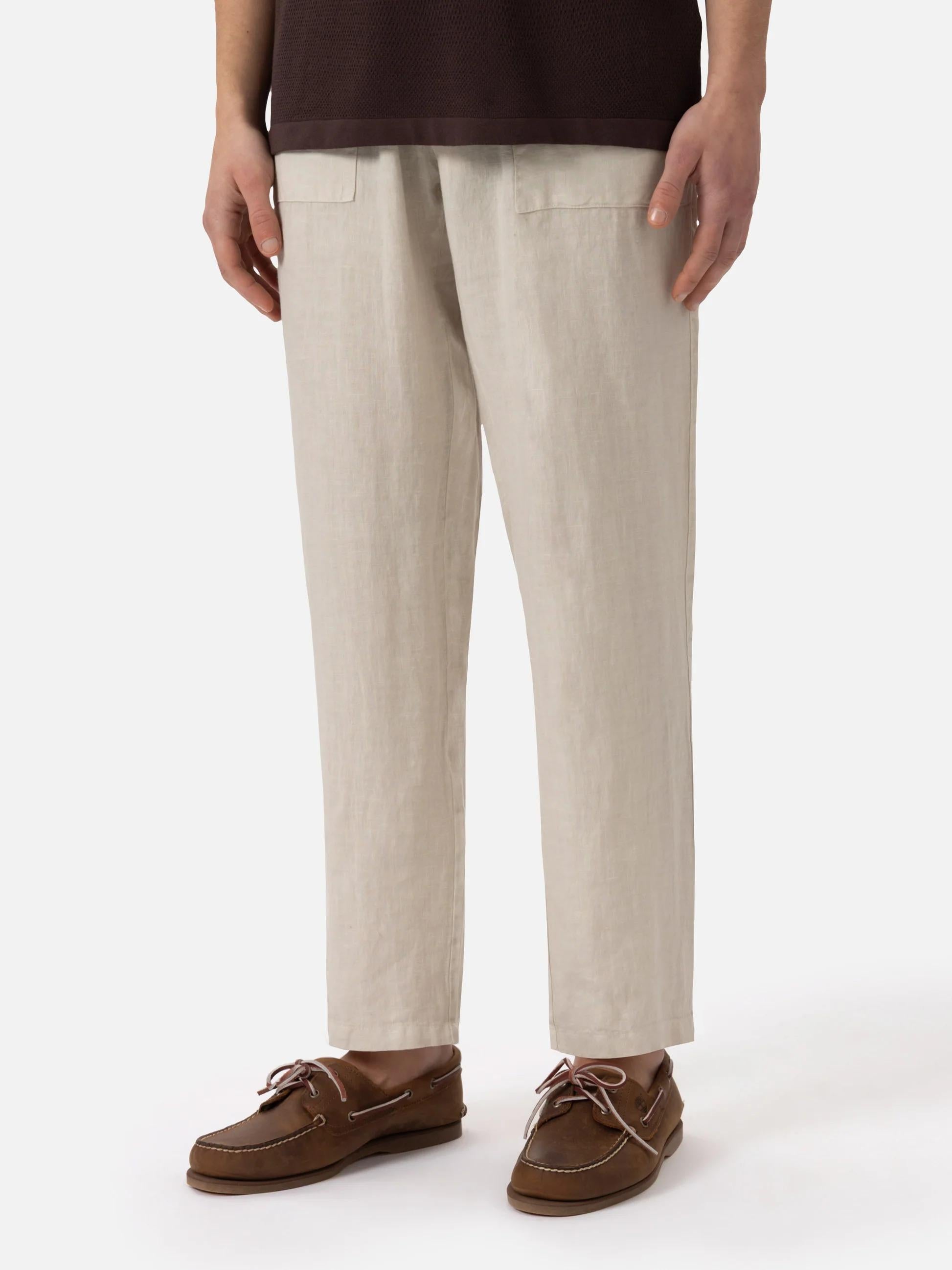 Pantaloni in lino bianco sporco Calais con coulisse CAA0001 00138L MC2 SAINT BARTH 