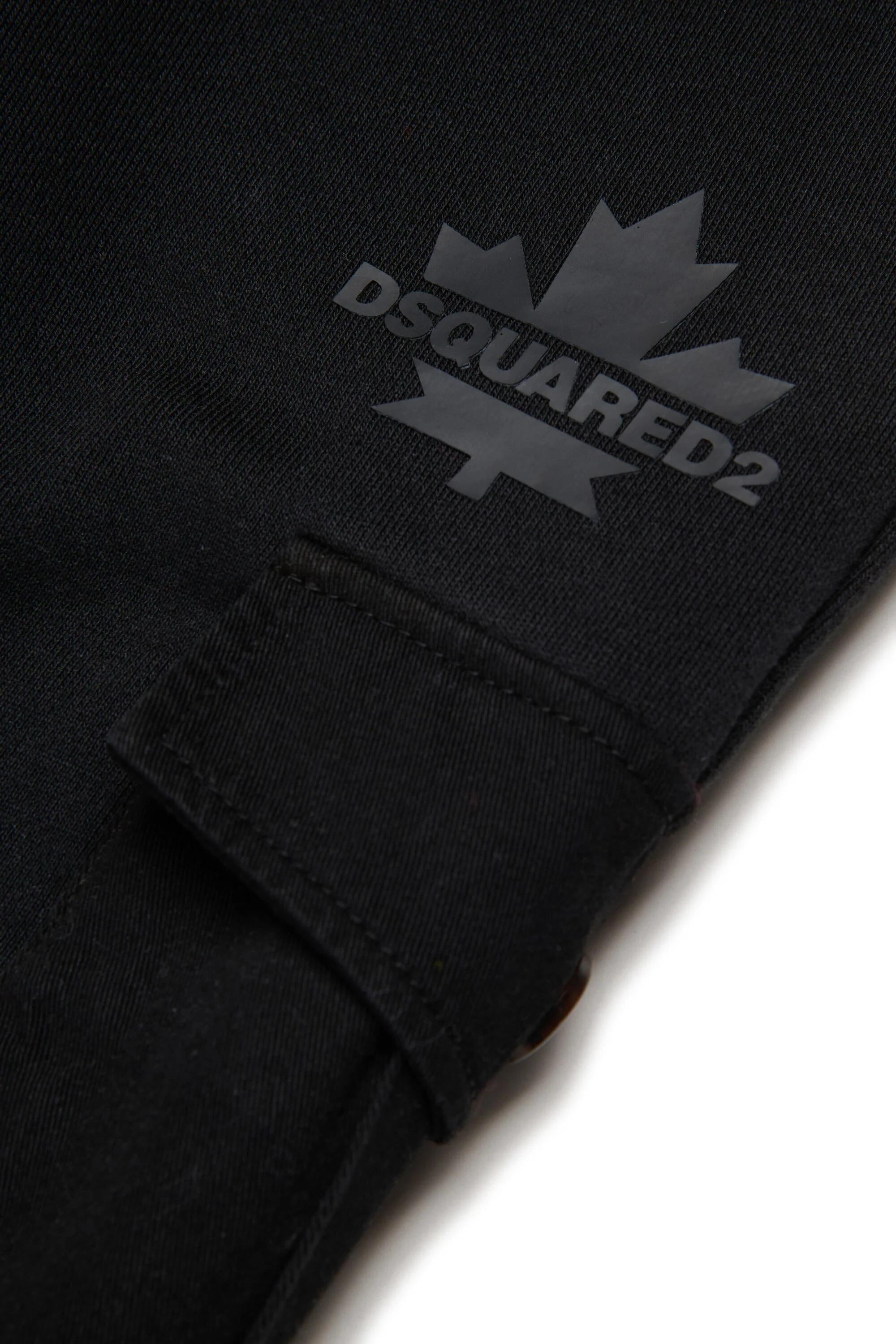 DSQUARED2<BR/>Pantaloni cargo in pile con foglia d'acero nero DQ2721-D0AC6 DQ900 DSQUARED KID 