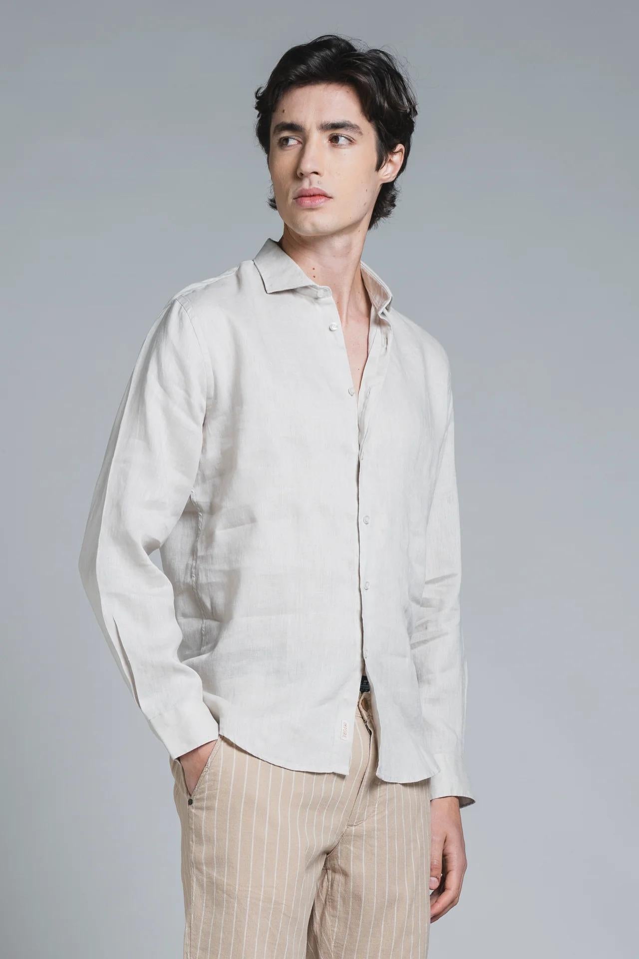 RILEY SHIRT COLLAR FRENCH IN 100% LINEN ECRU' IM26SSSM-RILEY-LIN C56 IMPURE 