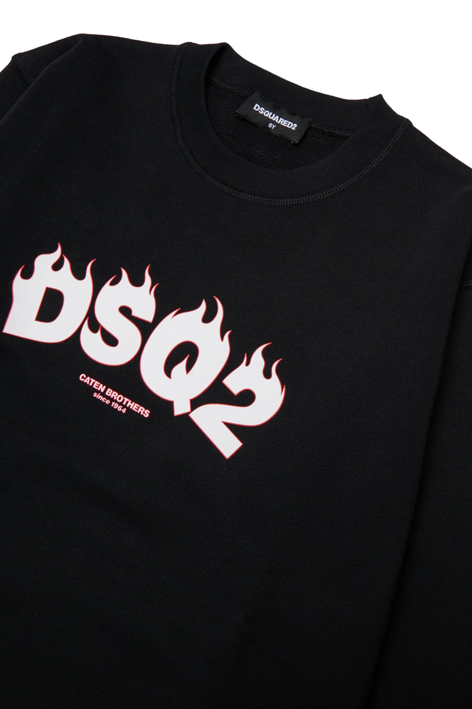 DSQUARED2<BR/>Felpa girocollo con logo DSQ2 nera DQ3187-D0AGW DQ900 DSQUARED KID 