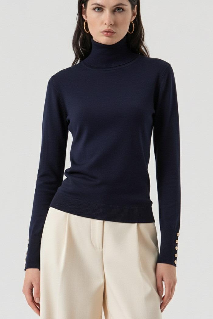 Fracomina Maglia regular con collo alto dark blue FR25WT7001K42101 117 FRACOMINA 