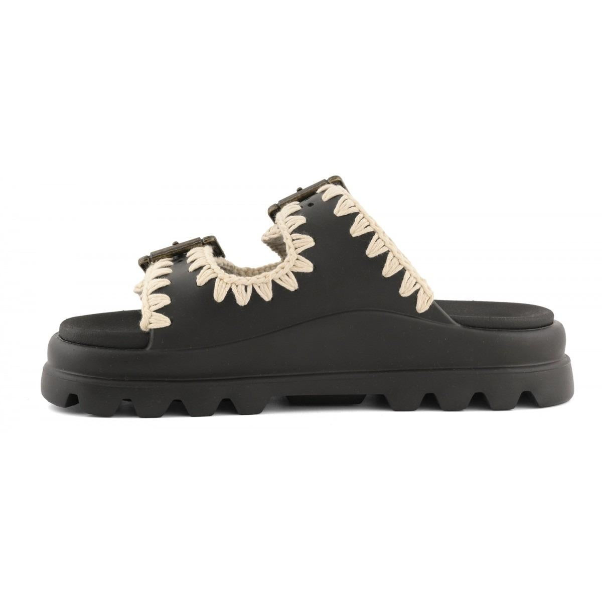 MOU Eva one-piece slide two buckles black MU.SW661001N BKWH MOu 