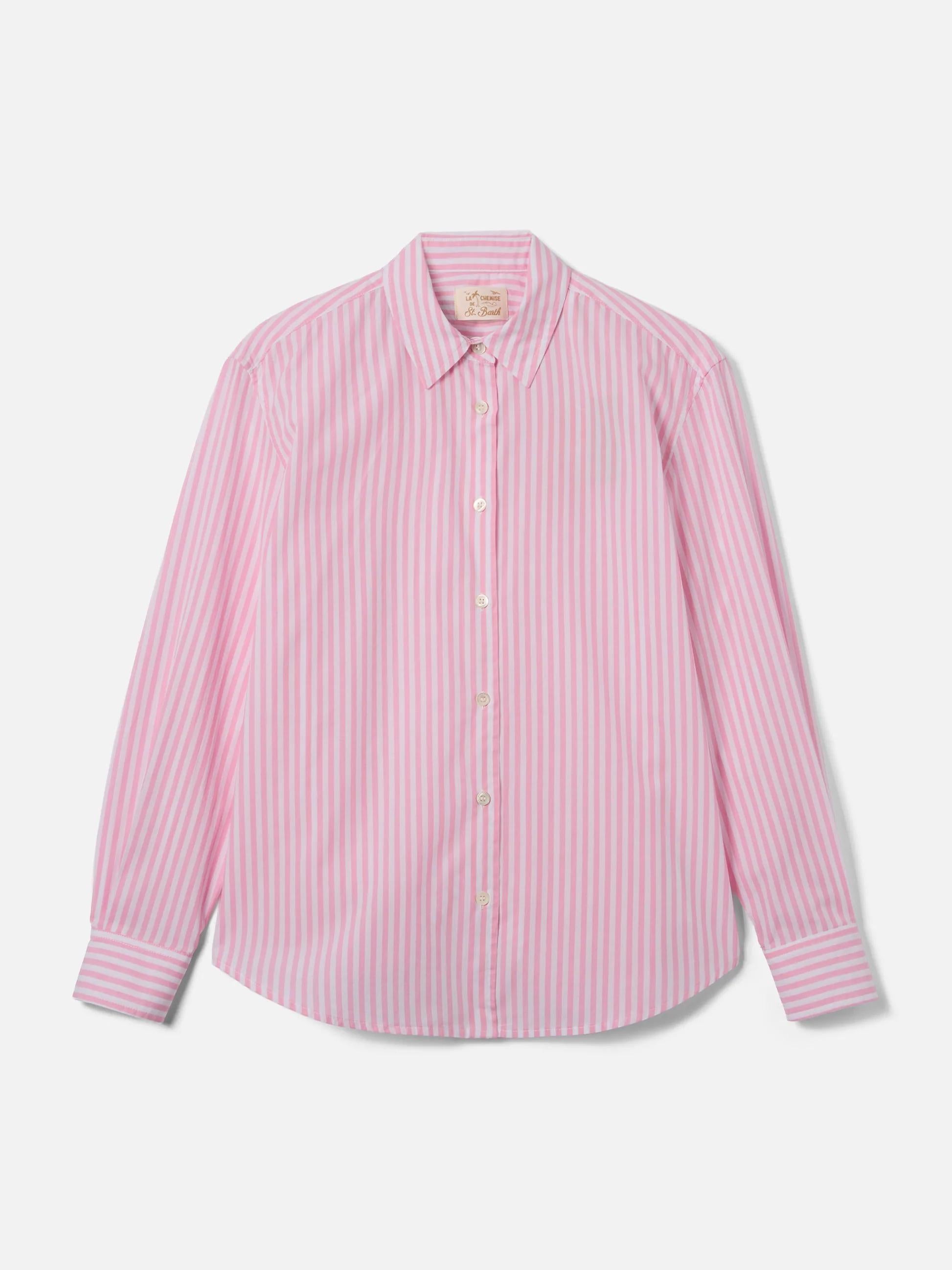 Camicia Meredith in cotone a righe rosa con ricamo Saint Barth MDH001 00723L MC2 SAINT BARTH 