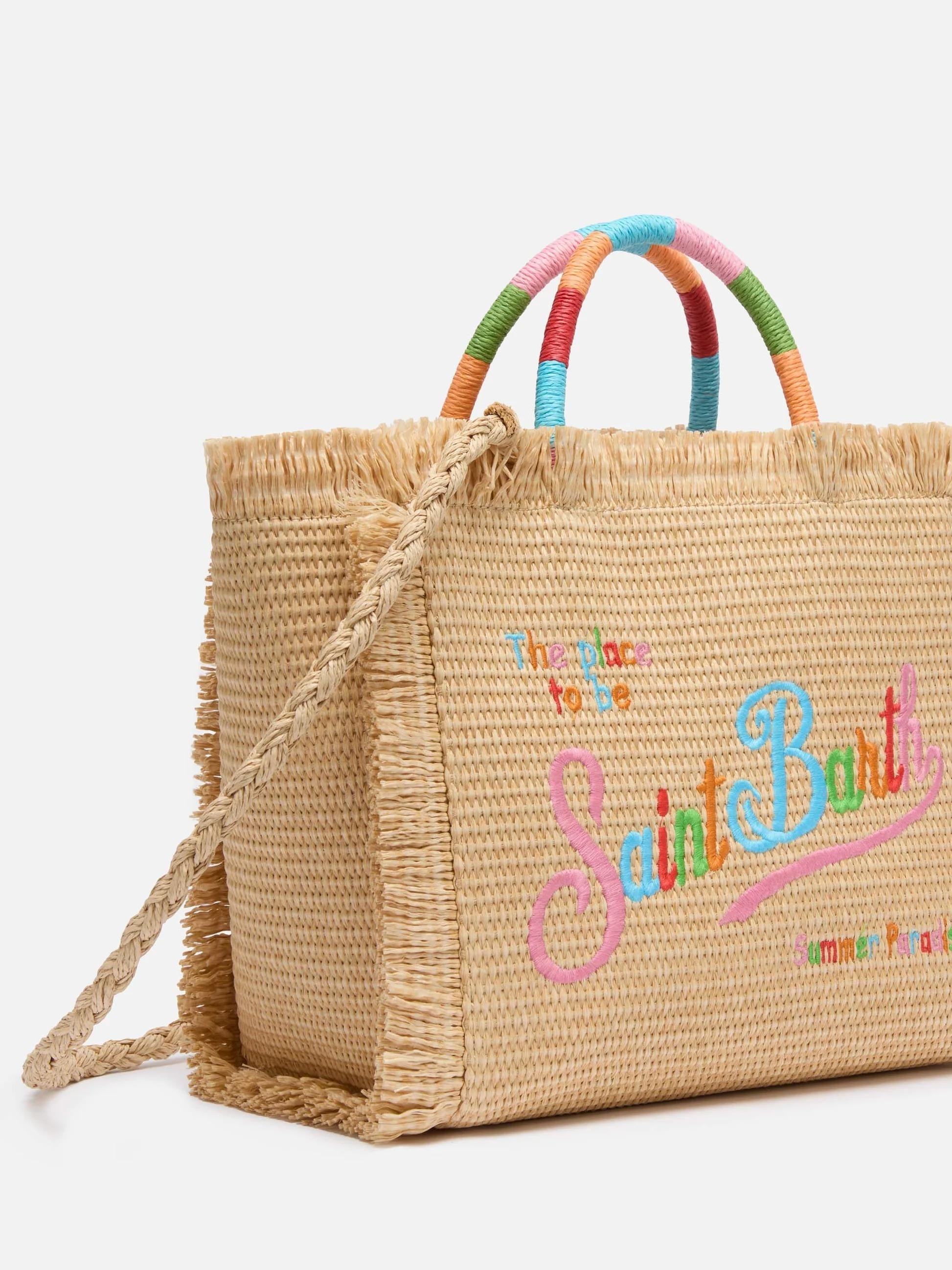 Borsa Colette effetto paglia con logo ricamato multicolore COL0017 02737L MC2 SAINT BARTH 