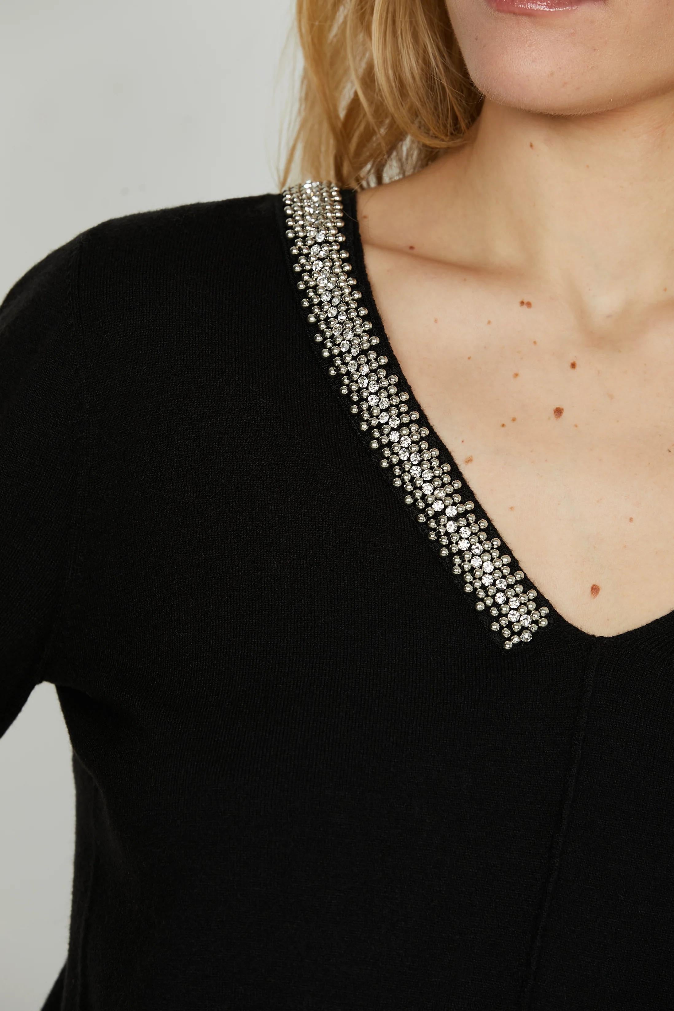 Relish Maglia LEVITA manica lunga scollo v con applicazione perline più strass black RDA2502605006 BLACK RELISH 