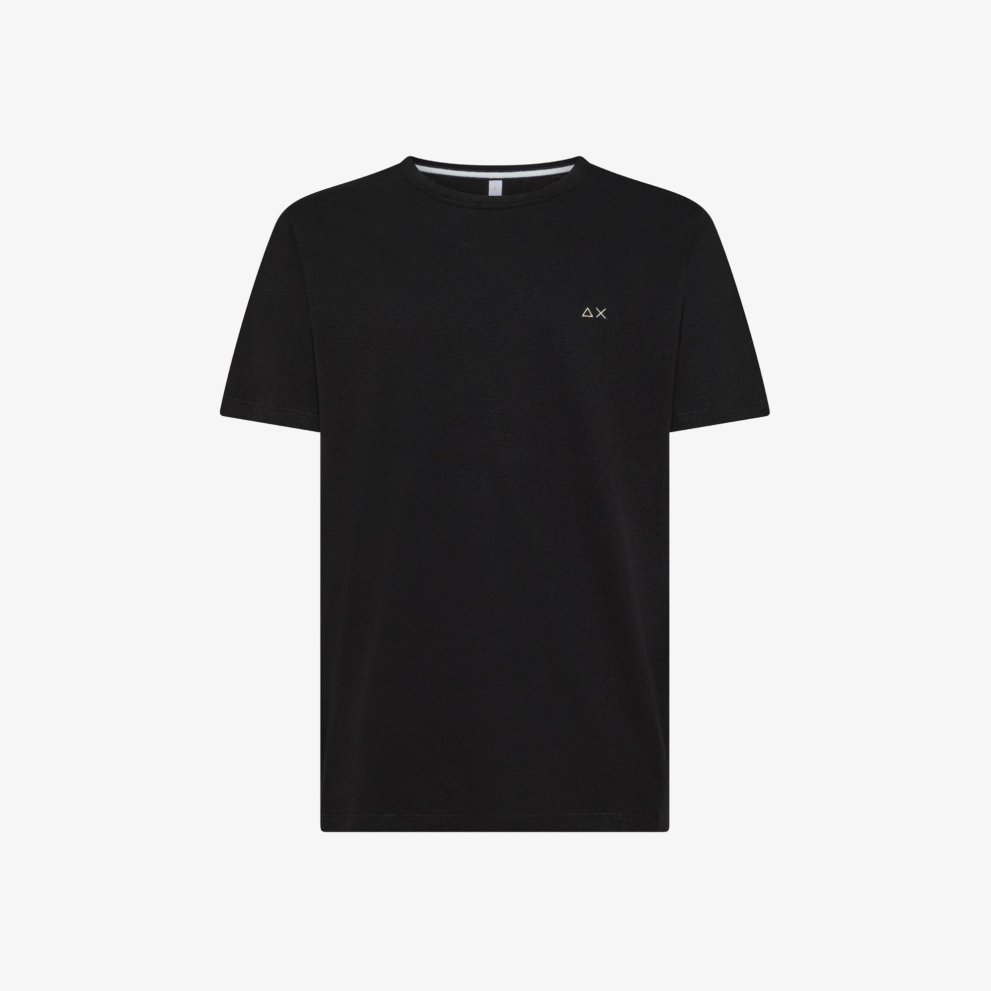 T-shirt sun68 in lino nero con logo ricamato T35132 11 SUN 68 