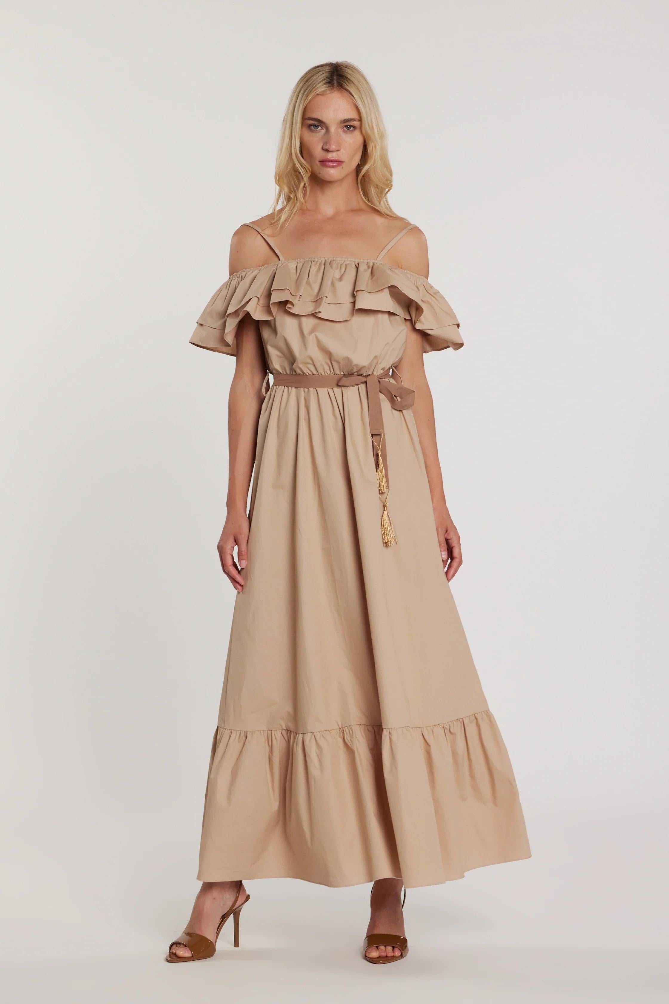 RELISH Abito MESSY lungo smanicato con punto smok più stringhe SHIFTING SAND RDP2609033027 2953 RELISH 