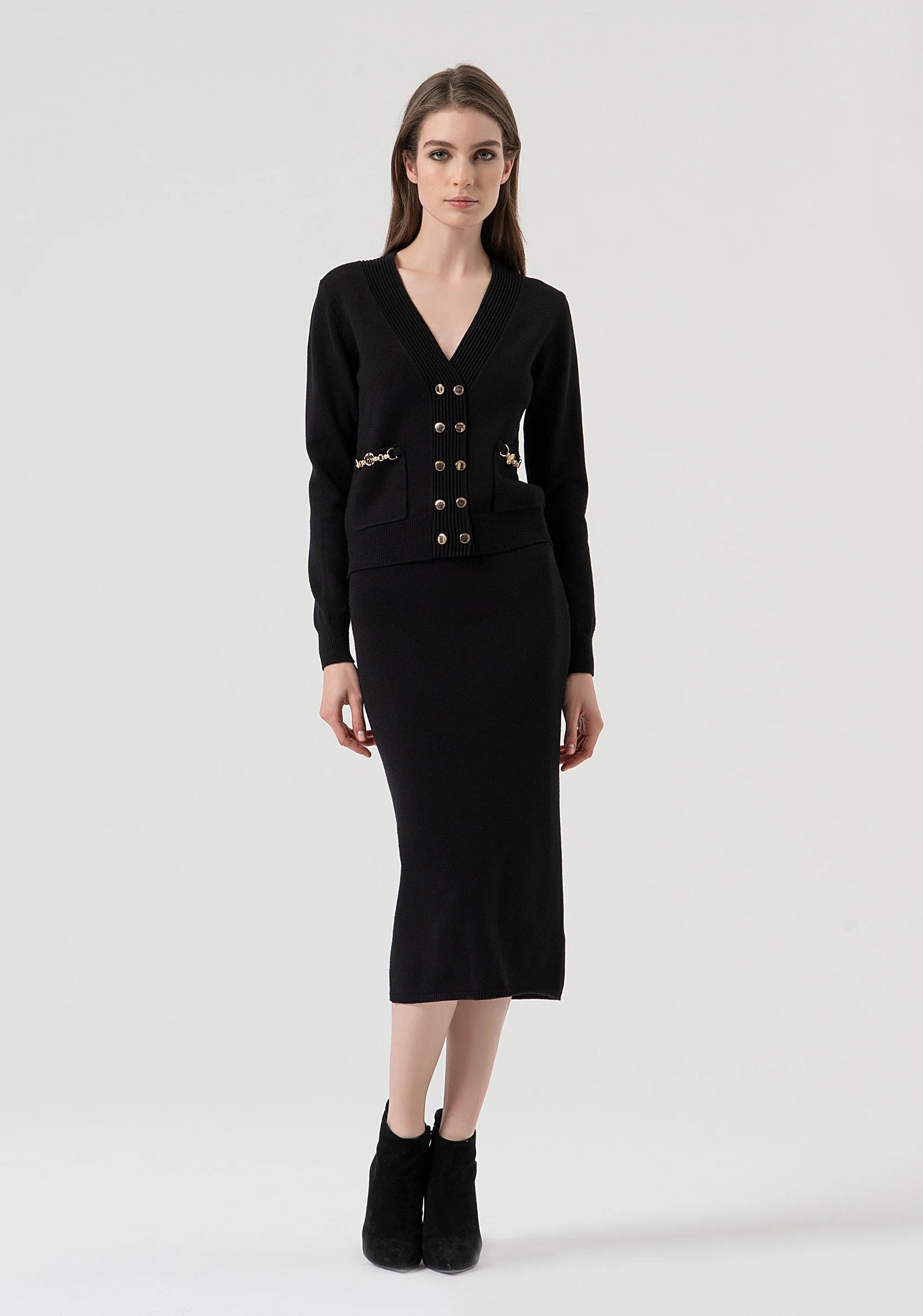 Fracomina Gonna slim midi in maglia black FR25WG4004K55601 053 FRACOMINA 