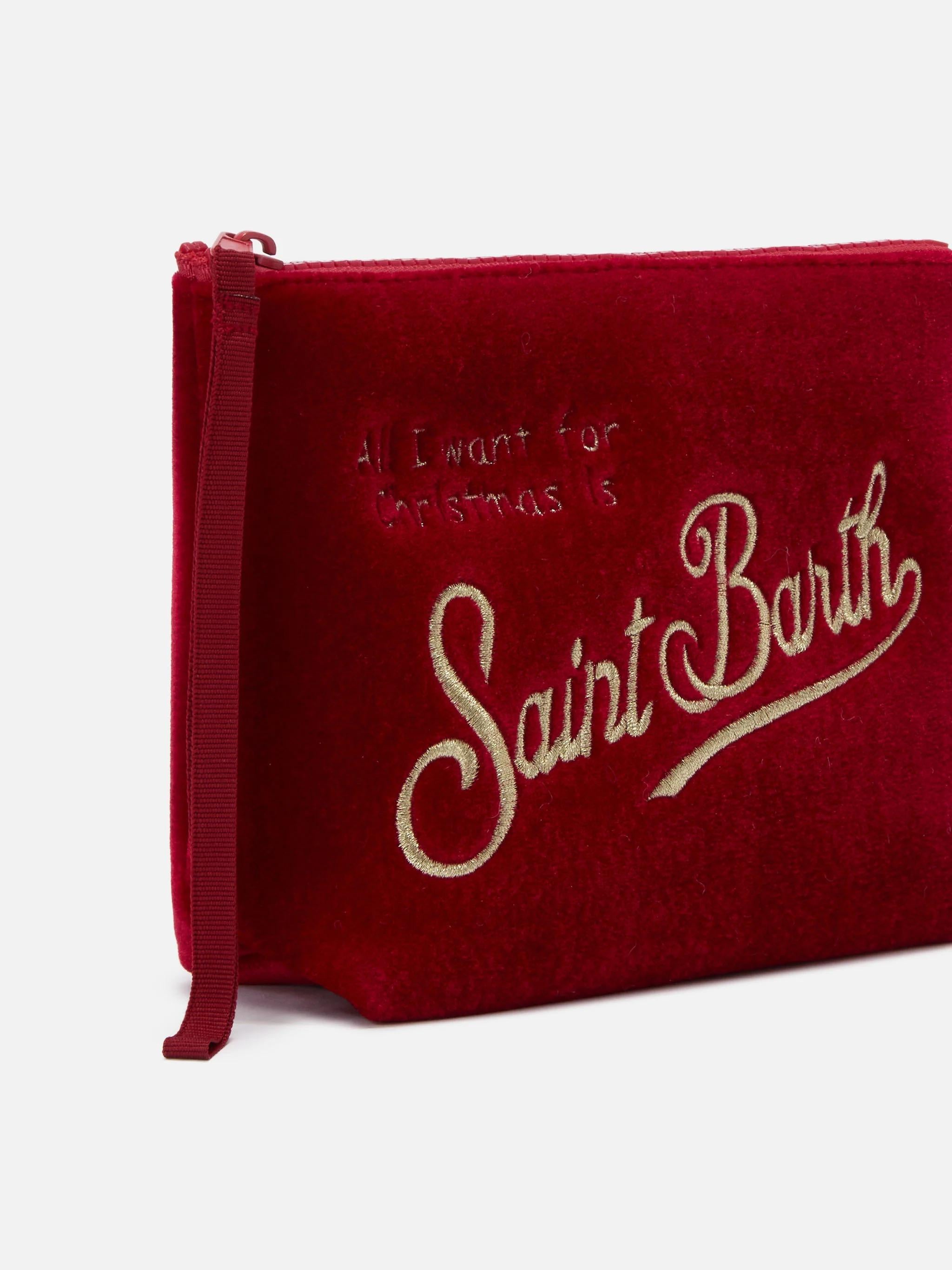Pochette Aline Velvet in velluto rosso ALI0014 01371I MC2 SAINT BARTH 