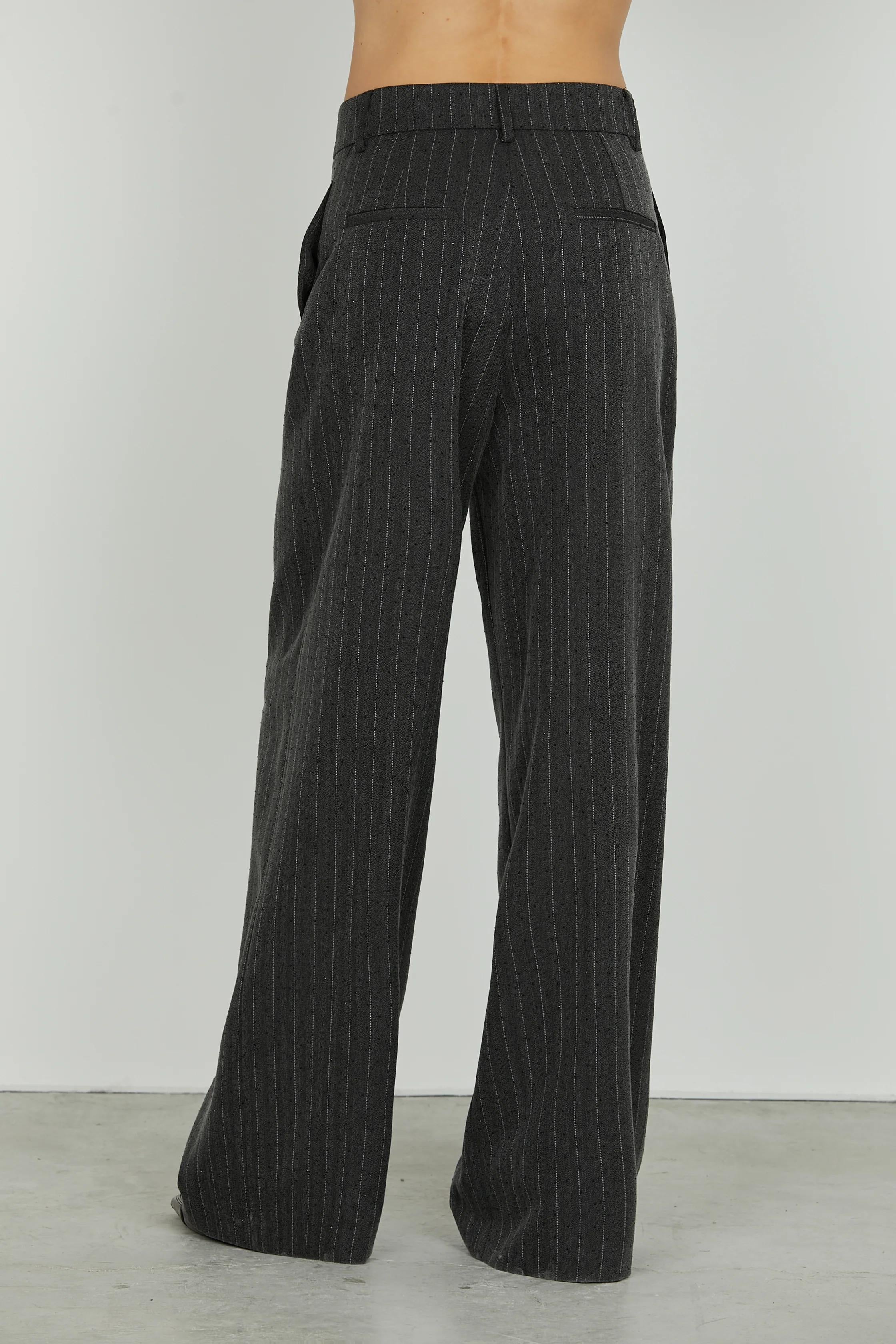 Relish  Pantalone PREZIOSAM vita alta con ts francesi più filetto palazzo gessato più borchie RDA2507091060 NINE IRON RELISH 