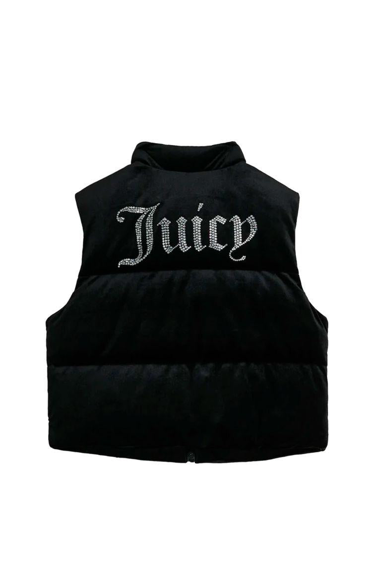 SMANICATO DONNA JUICY COUTURE LIGHTENING VELOUR GILET BLACK VIJJ40740WPO J00 JUICY COUTURE 