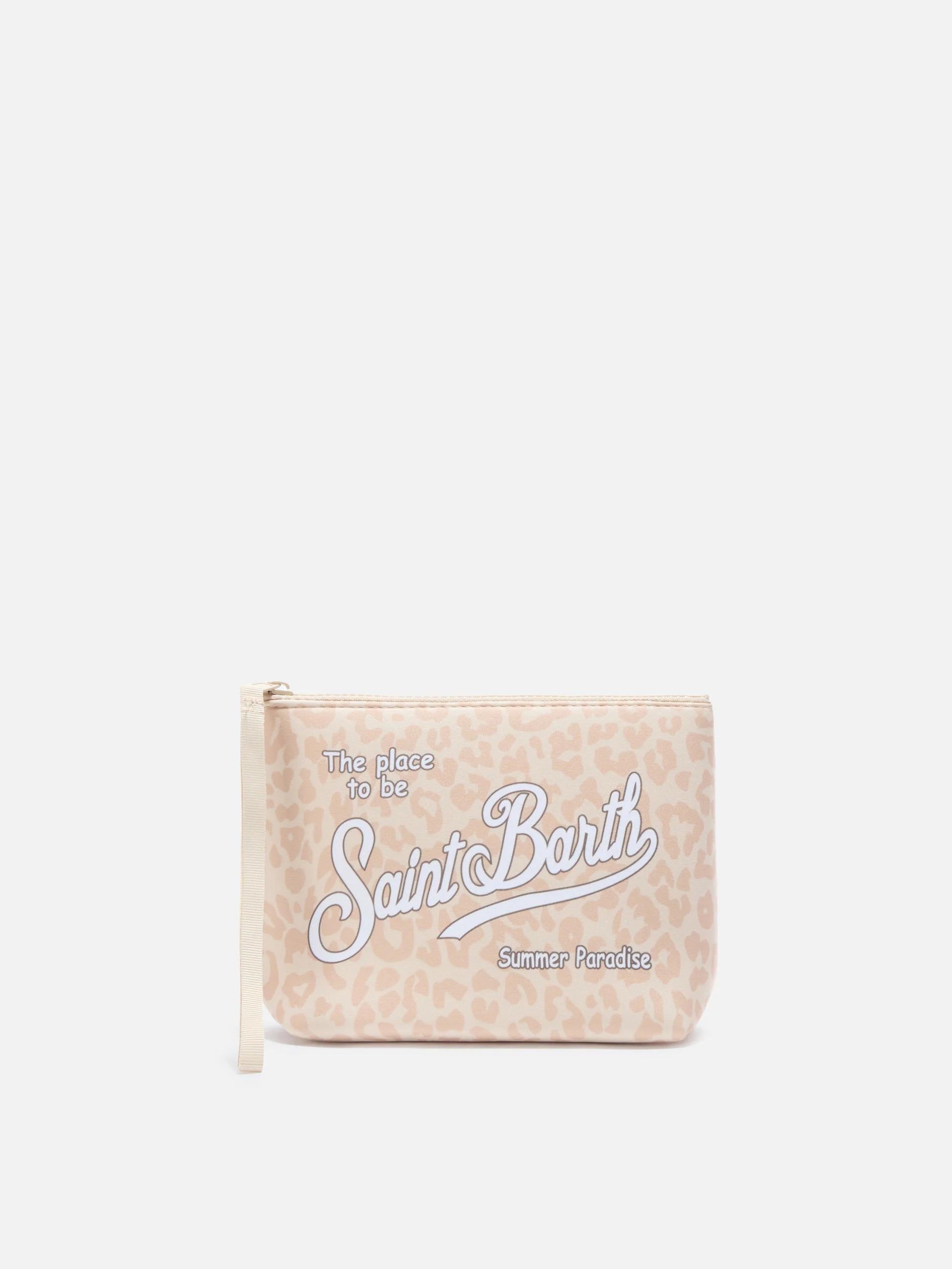 Pochette Aline in scuba con stampa leopardata beige ALIN001 09411L MC2 SAINT BARTH 