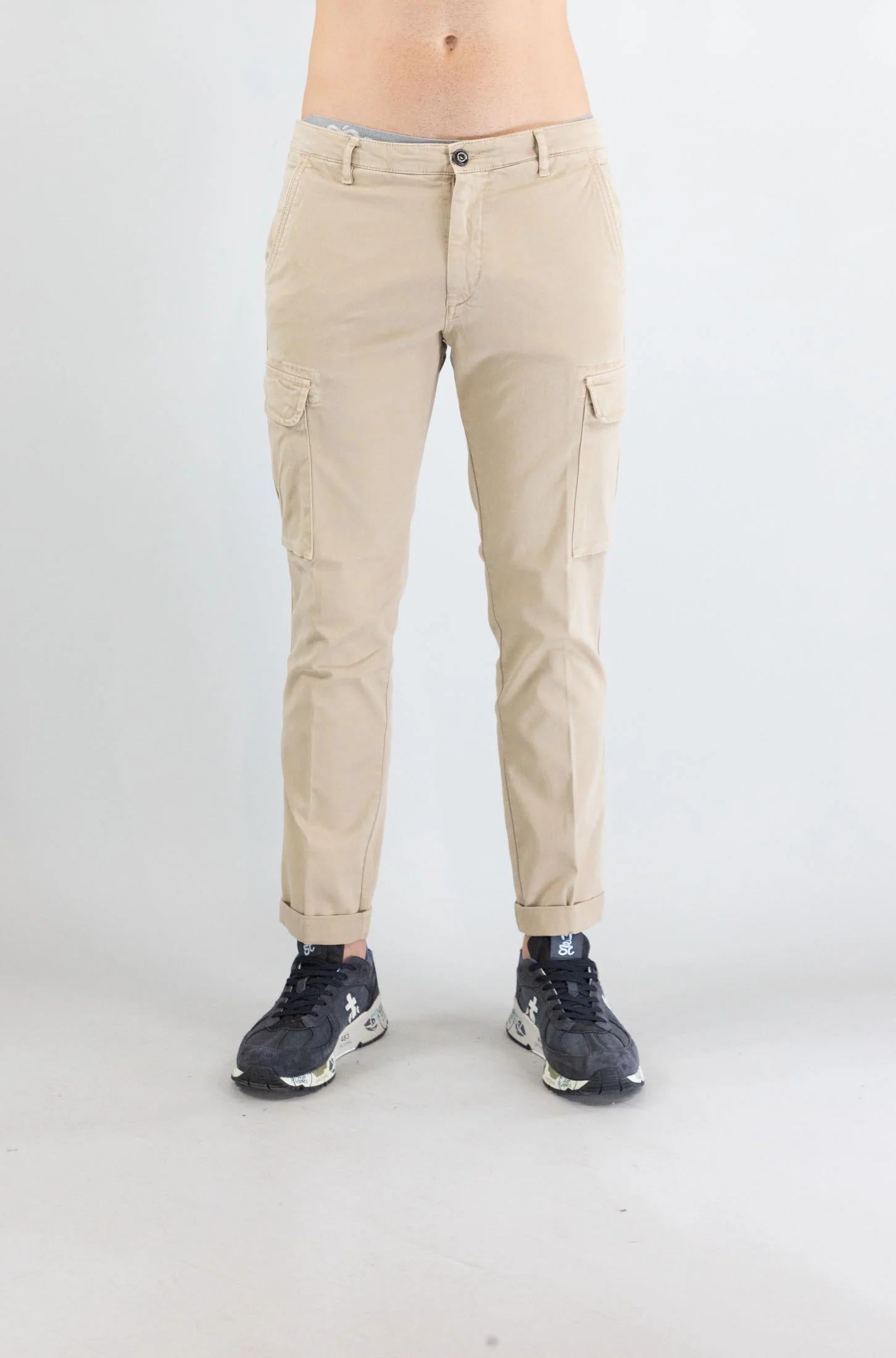Pantalone Cargo 40weft Beige Oxford da Uomo aiko 2374 AIKO_2374 W2103 40WEFT 