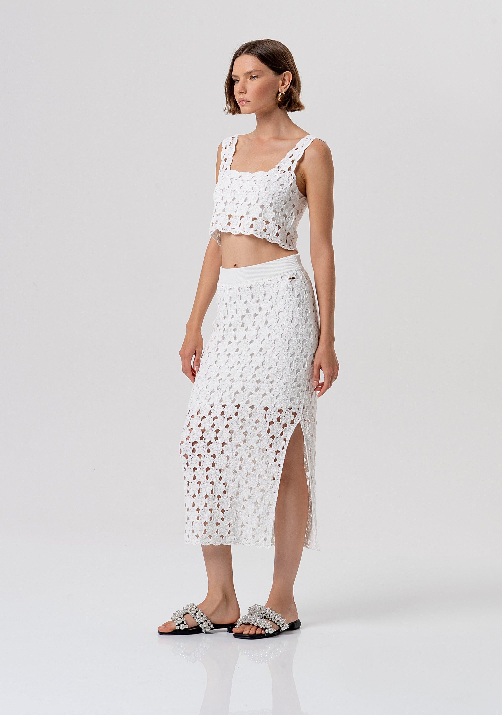 Gonna slim a tubino midi in maglia CREAM FR26SG4008K488R6 108 FRACOMINA 