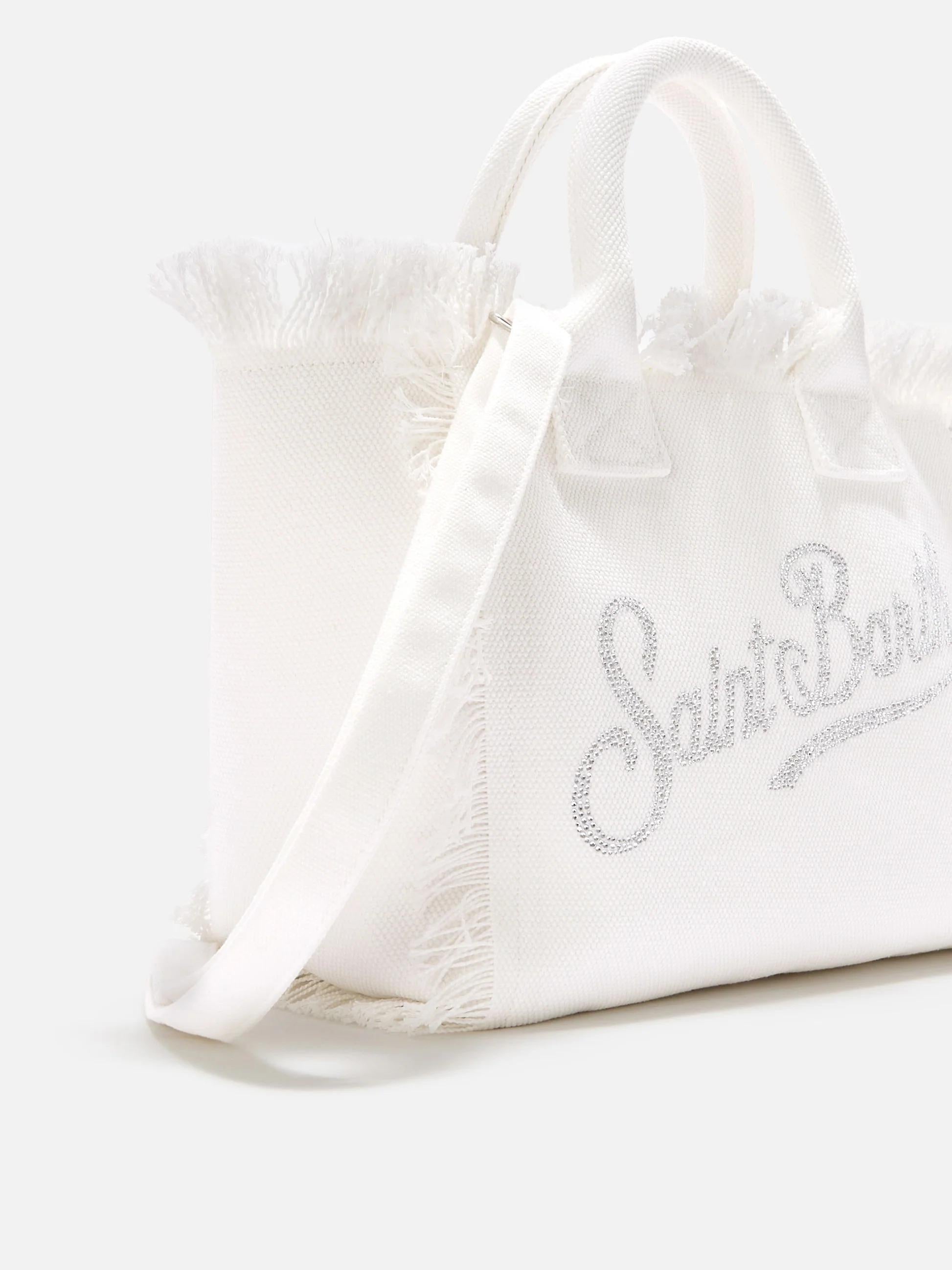 Borsa Colette in canvas bianca con logo in strass COL0001 02571L MC2 SAINT BARTH 