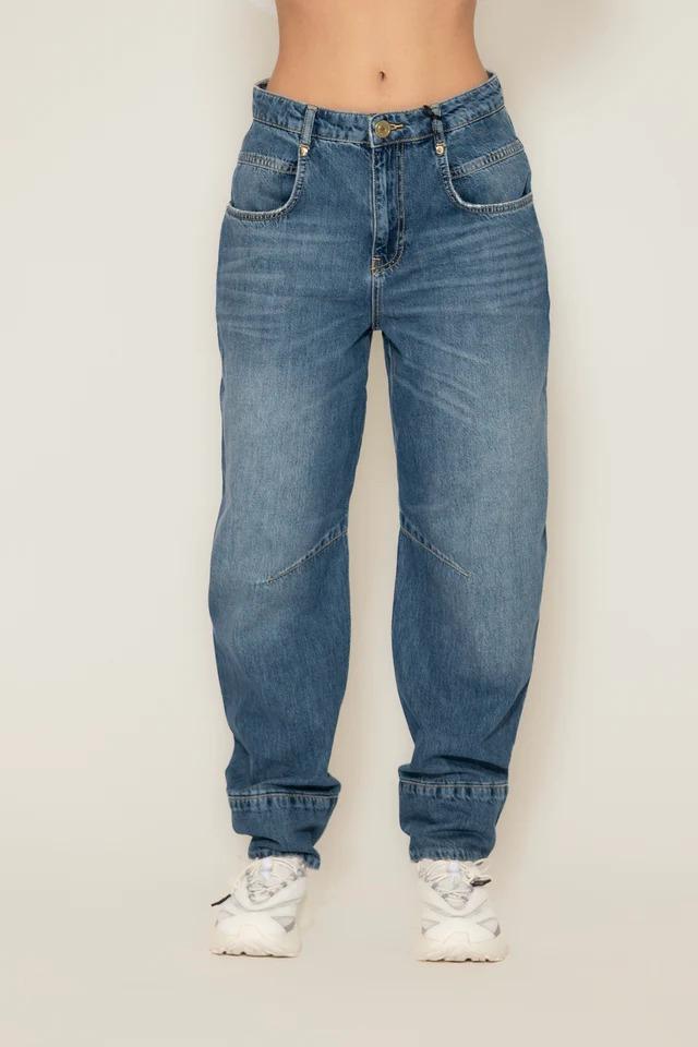 Jeans Gaelle Paris in denim balloon twist leg con placchetta logata GAABW09520-MTFI0002 BL01 GAELLE 
